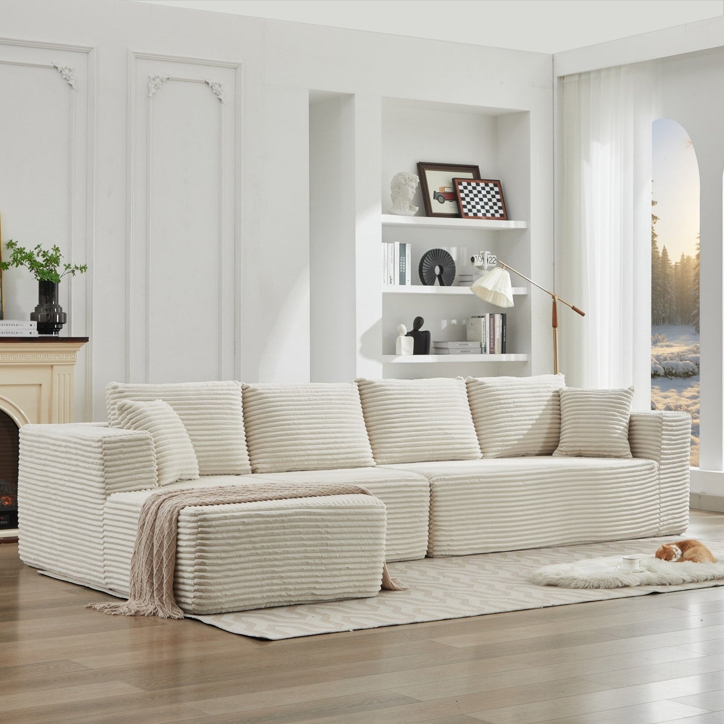 Canapé sectionnel Cloud 106 en forme de L avec méridienne orientée vers la gauche, canapé modulaire moderne à assise profonde pour salon, aucun assemblage requis