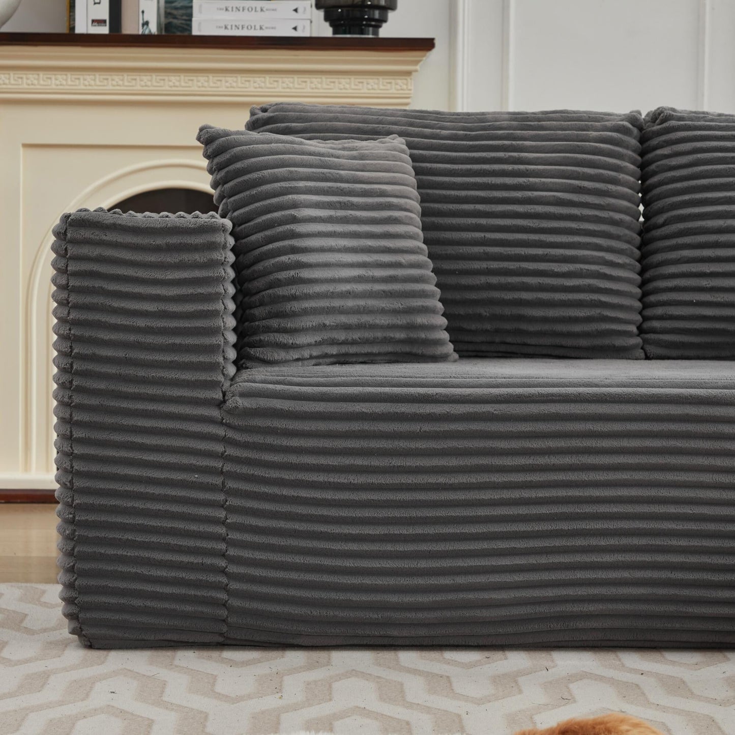 Canapé sectionnel Cloud 106 en forme de L avec méridienne orientée vers la droite, canapé modulaire moderne à assise profonde pour salon, aucun assemblage requis