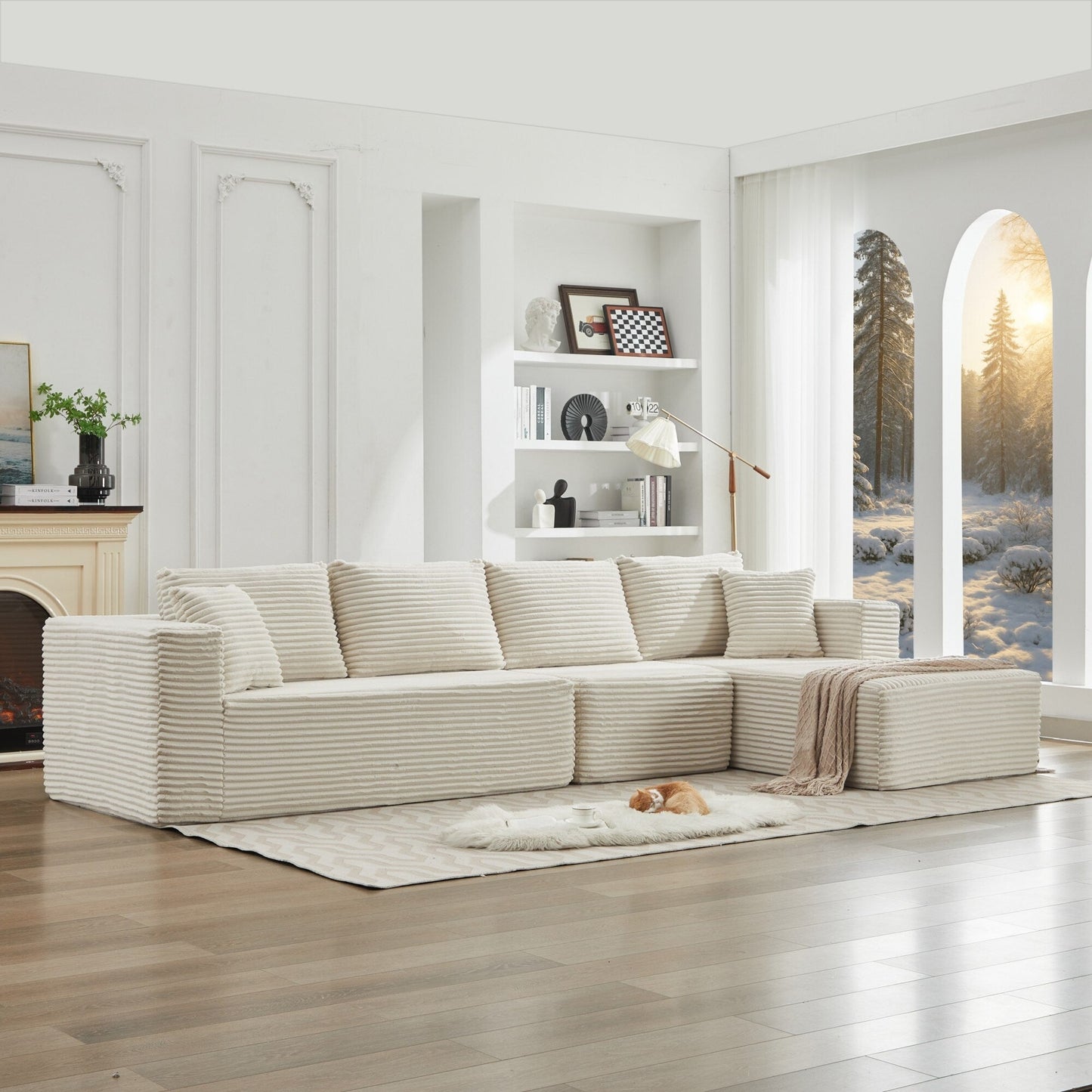 Canapé sectionnel Cloud 106 en forme de L avec méridienne orientée vers la droite, canapé modulaire moderne à assise profonde pour salon, aucun assemblage requis