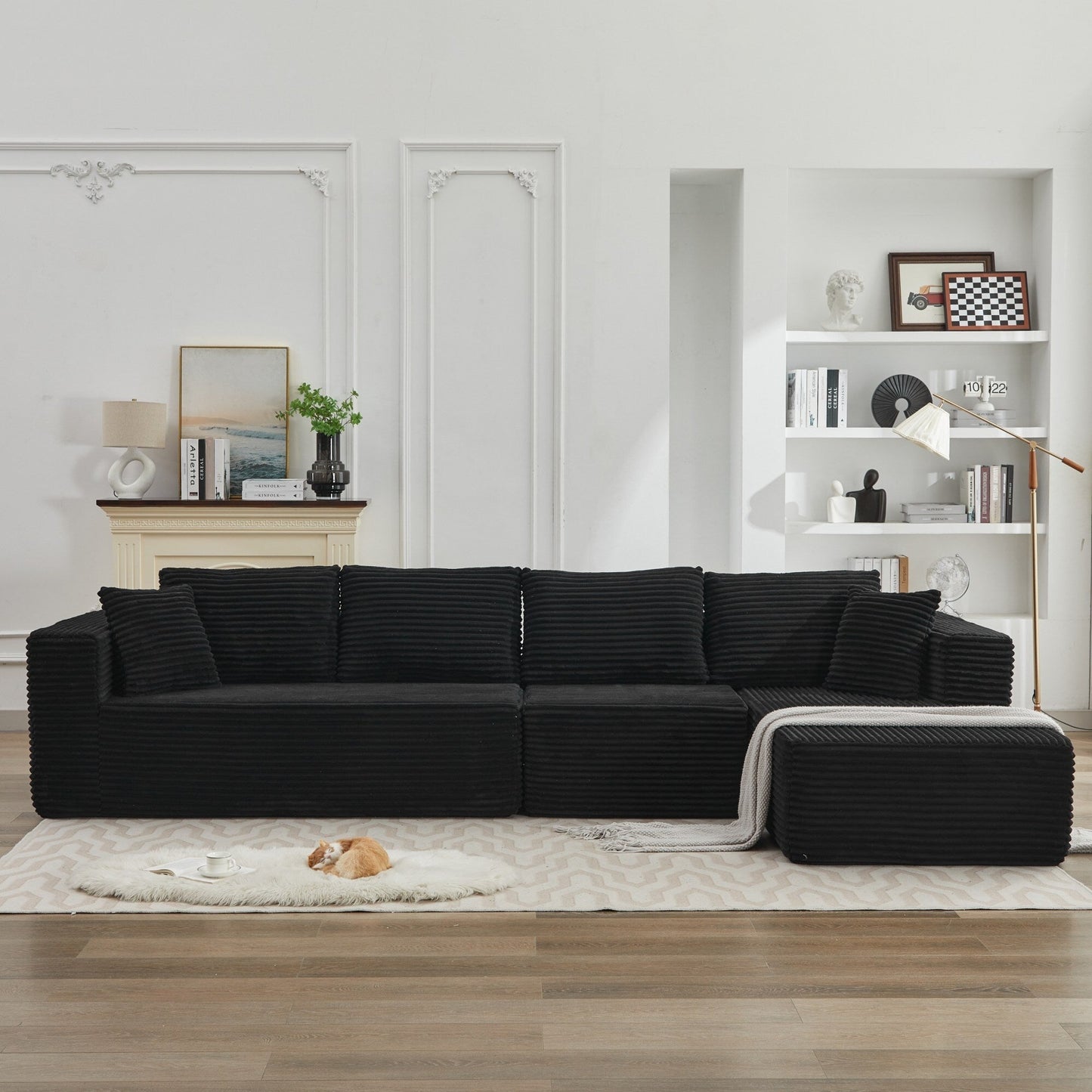 Canapé sectionnel Cloud 106 en forme de L avec méridienne orientée vers la droite, canapé modulaire moderne à assise profonde pour salon, aucun assemblage requis