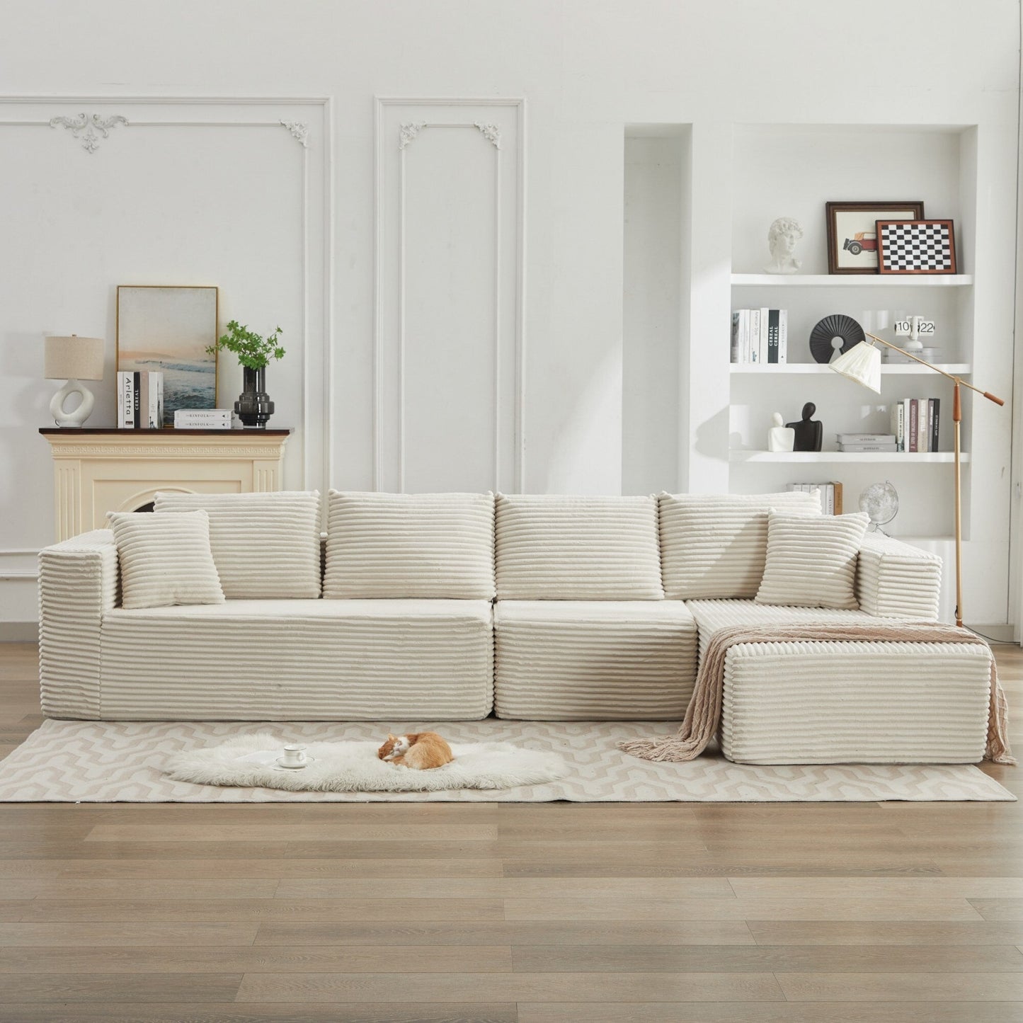 Canapé sectionnel Cloud 106 en forme de L avec méridienne orientée vers la droite, canapé modulaire moderne à assise profonde pour salon, aucun assemblage requis