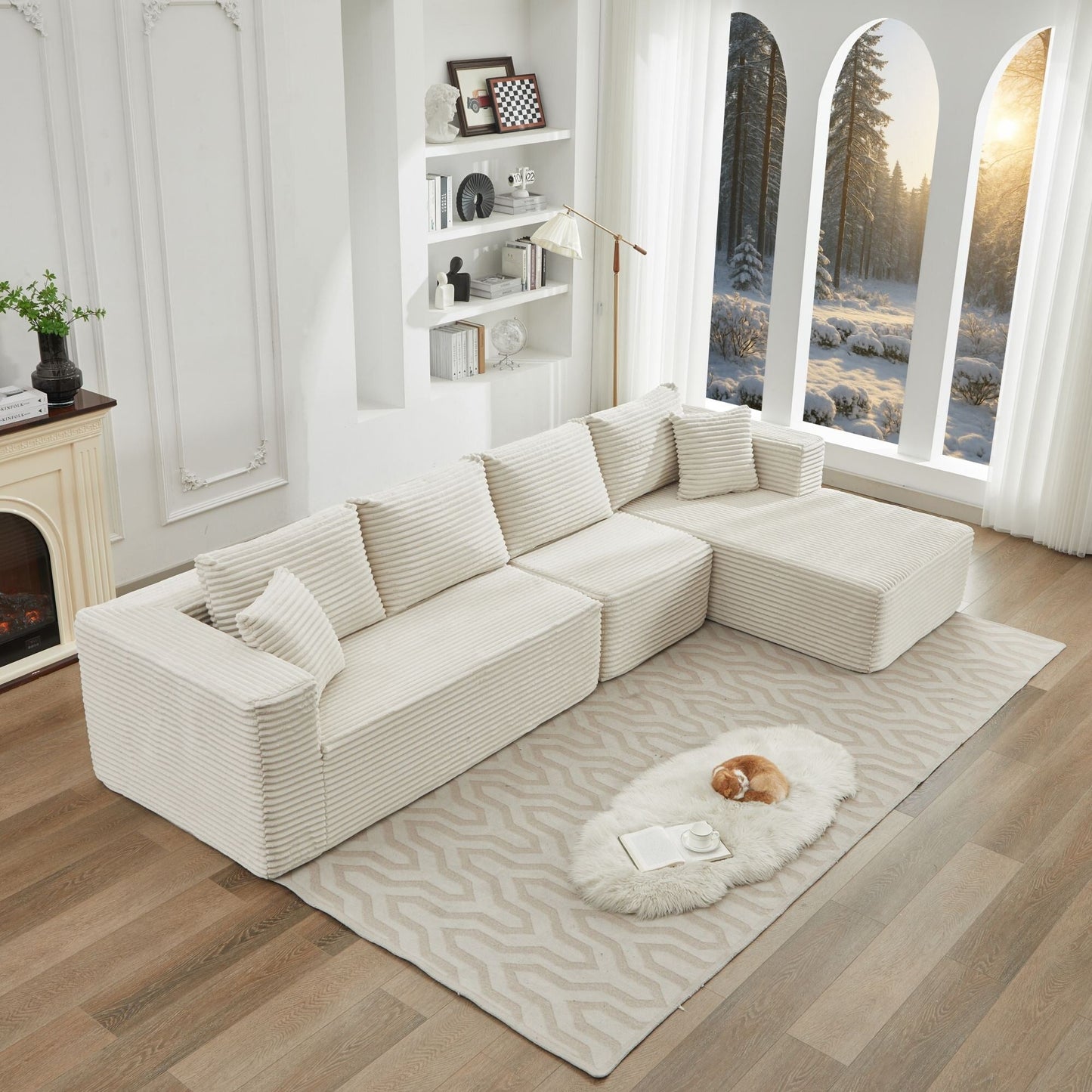 Canapé sectionnel Cloud 106 en forme de L avec méridienne orientée vers la droite, canapé modulaire moderne à assise profonde pour salon, aucun assemblage requis