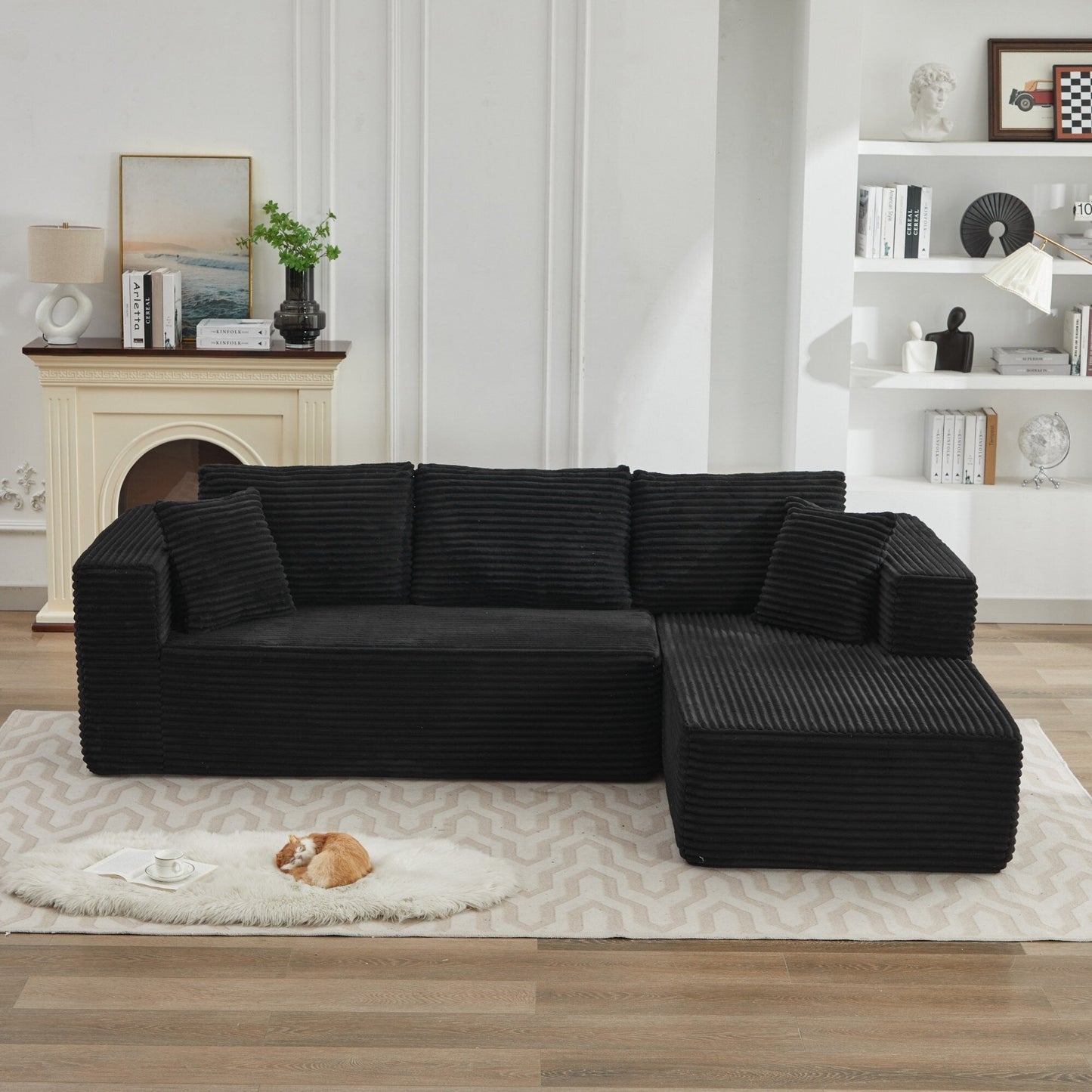 Canapé sectionnel Cloud 106 en forme de L avec méridienne orientée vers la droite, canapé modulaire moderne à assise profonde pour salon, aucun assemblage requis