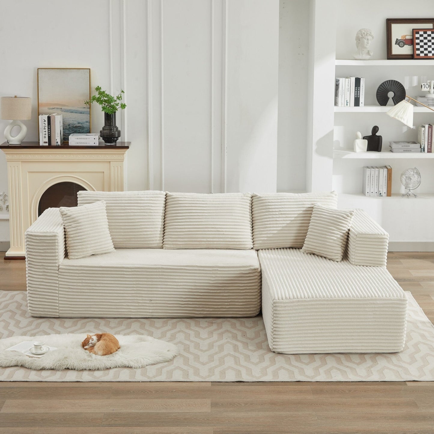 Canapé sectionnel Cloud 106 en forme de L avec méridienne orientée vers la droite, canapé modulaire moderne à assise profonde pour salon, aucun assemblage requis