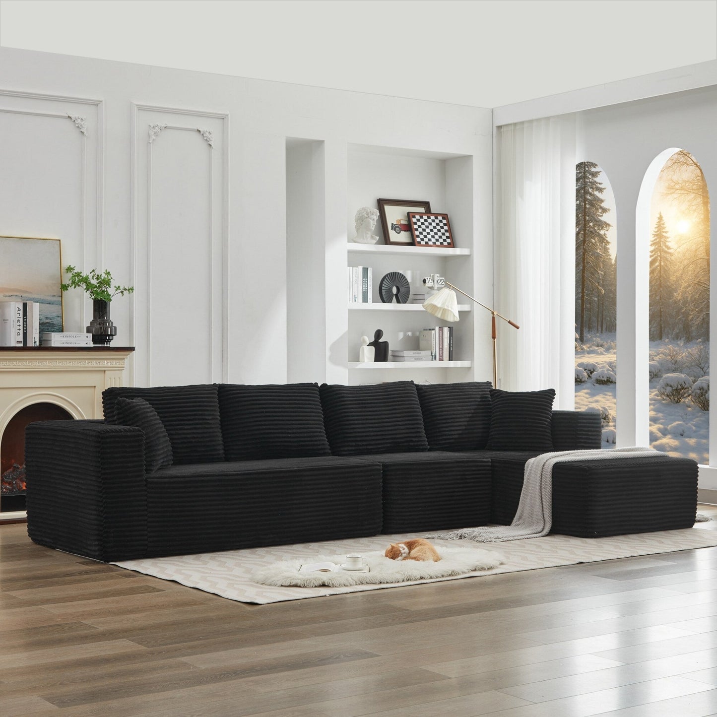 Canapé sectionnel Cloud 106 en forme de L avec méridienne orientée vers la droite, canapé modulaire moderne à assise profonde pour salon, aucun assemblage requis