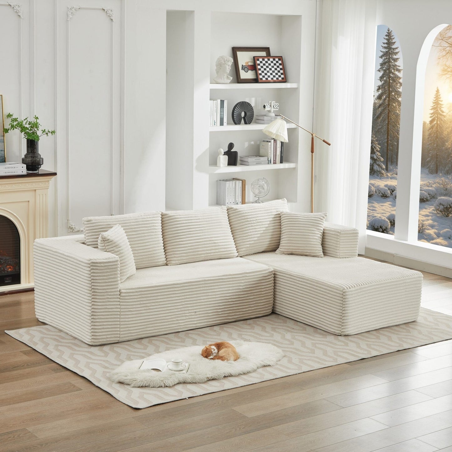Canapé sectionnel Cloud 106 en forme de L avec méridienne orientée vers la droite, canapé modulaire moderne à assise profonde pour salon, aucun assemblage requis