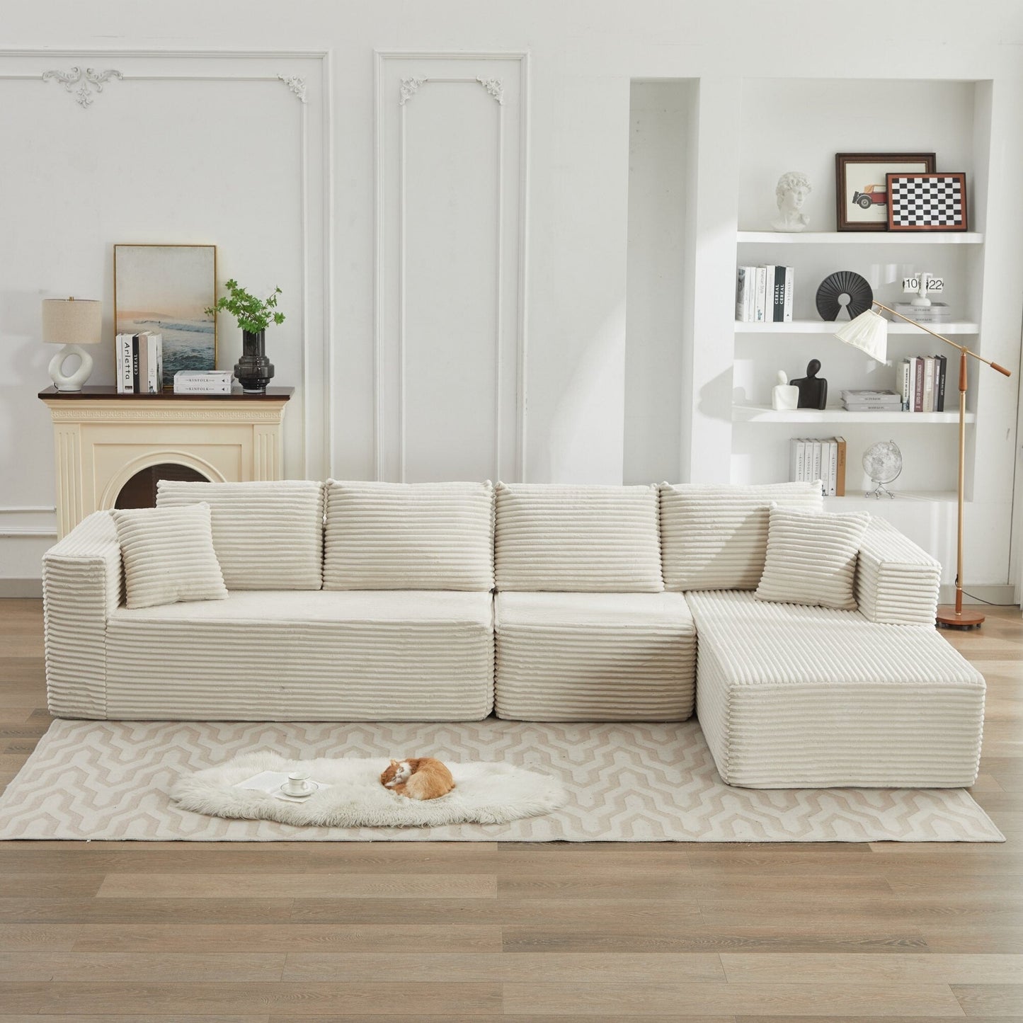 Canapé sectionnel Cloud 106 en forme de L avec méridienne orientée vers la droite, canapé modulaire moderne à assise profonde pour salon, aucun assemblage requis