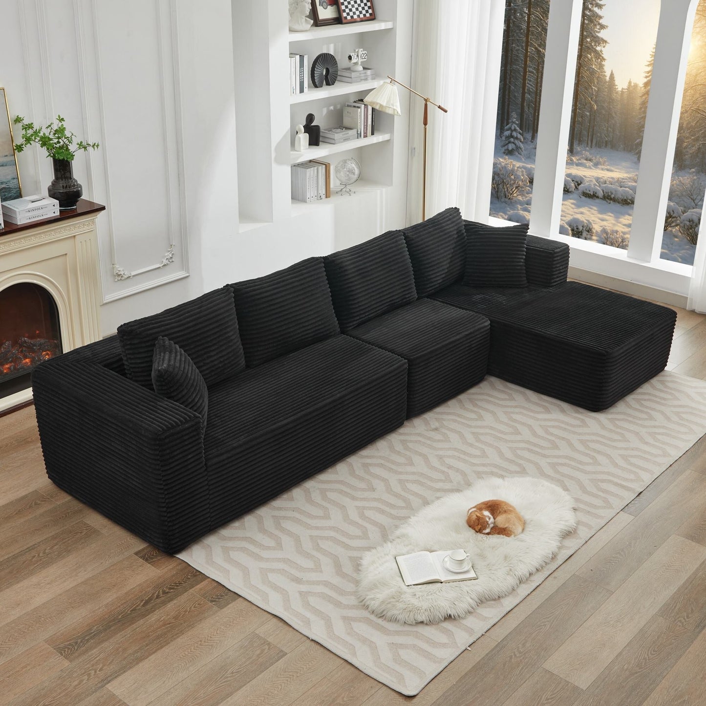 Canapé sectionnel Cloud 106 en forme de L avec méridienne orientée vers la droite, canapé modulaire moderne à assise profonde pour salon, aucun assemblage requis