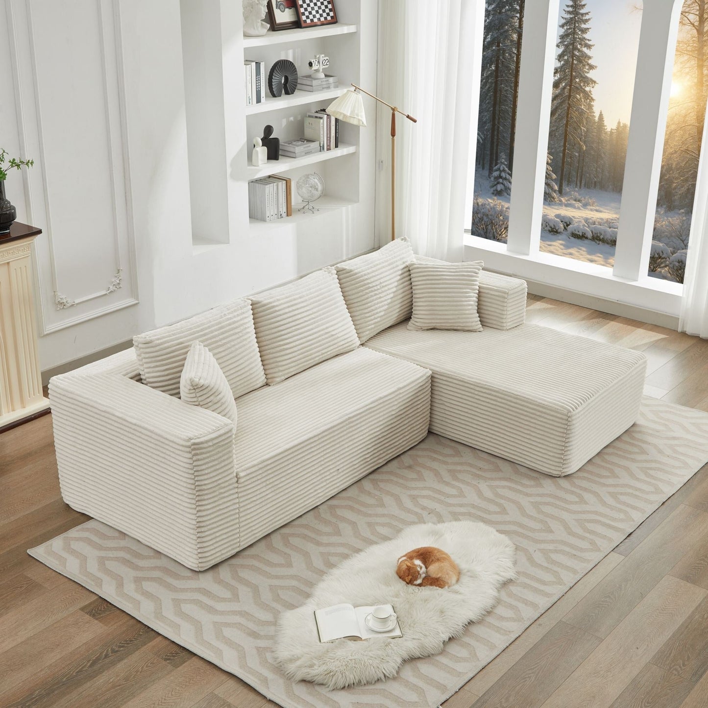 Canapé sectionnel Cloud 106 en forme de L avec méridienne orientée vers la droite, canapé modulaire moderne à assise profonde pour salon, aucun assemblage requis
