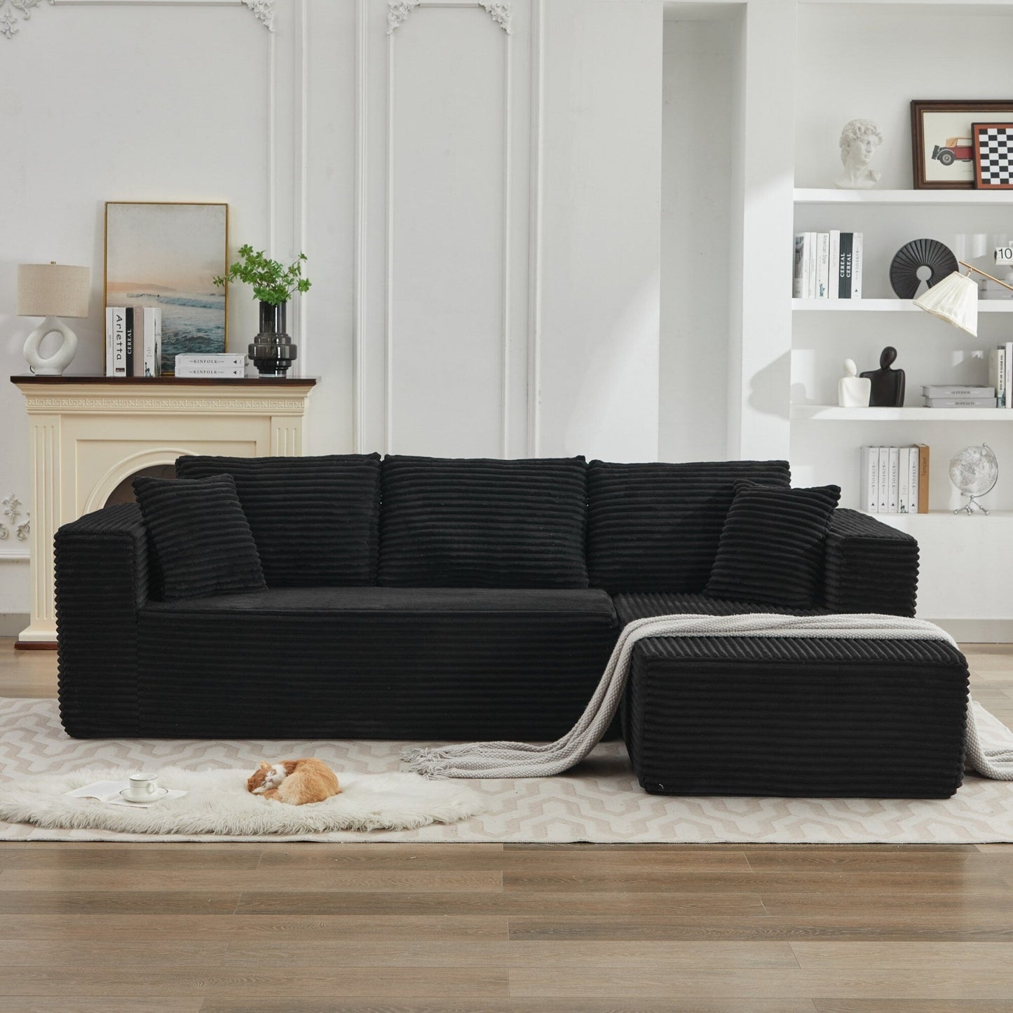 Canapé sectionnel Cloud 106 en forme de L avec méridienne orientée vers la droite, canapé modulaire moderne à assise profonde pour salon, aucun assemblage requis