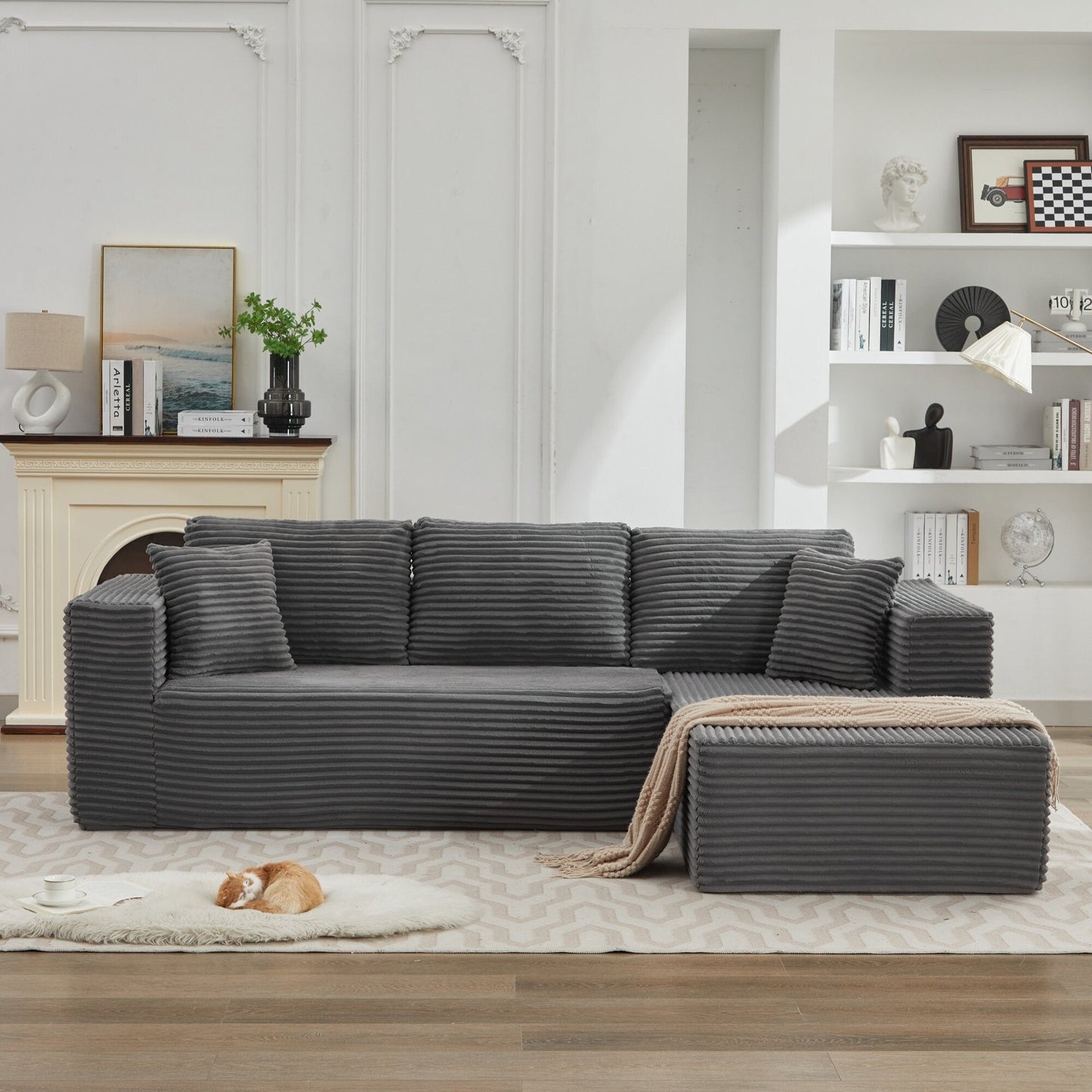 Canapé sectionnel Cloud 106 en forme de L avec méridienne orientée vers la droite, canapé modulaire moderne à assise profonde pour salon, aucun assemblage requis