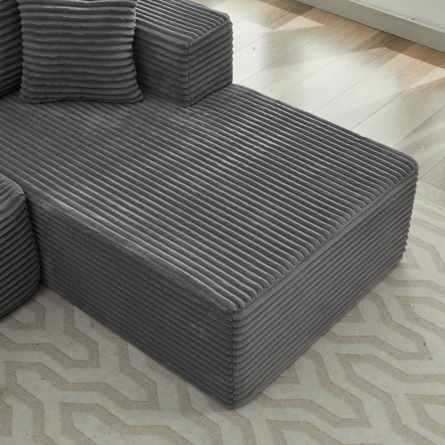 Canapé sectionnel Cloud 106 en forme de L avec méridienne orientée vers la droite, canapé modulaire moderne à assise profonde pour salon, aucun assemblage requis
