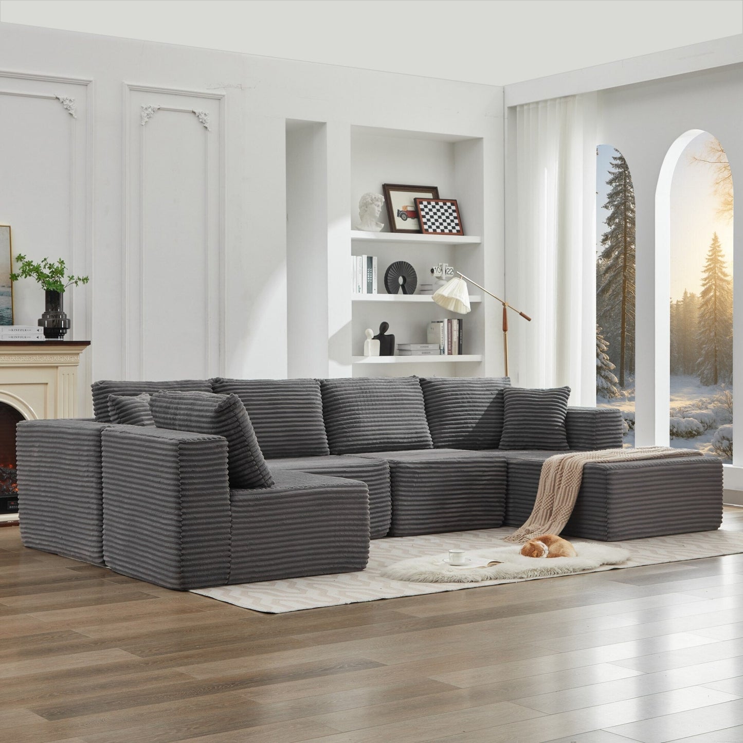 Canapé sectionnel Cloud 106 en forme de L avec méridienne orientée vers la droite, canapé modulaire moderne à assise profonde pour salon, aucun assemblage requis