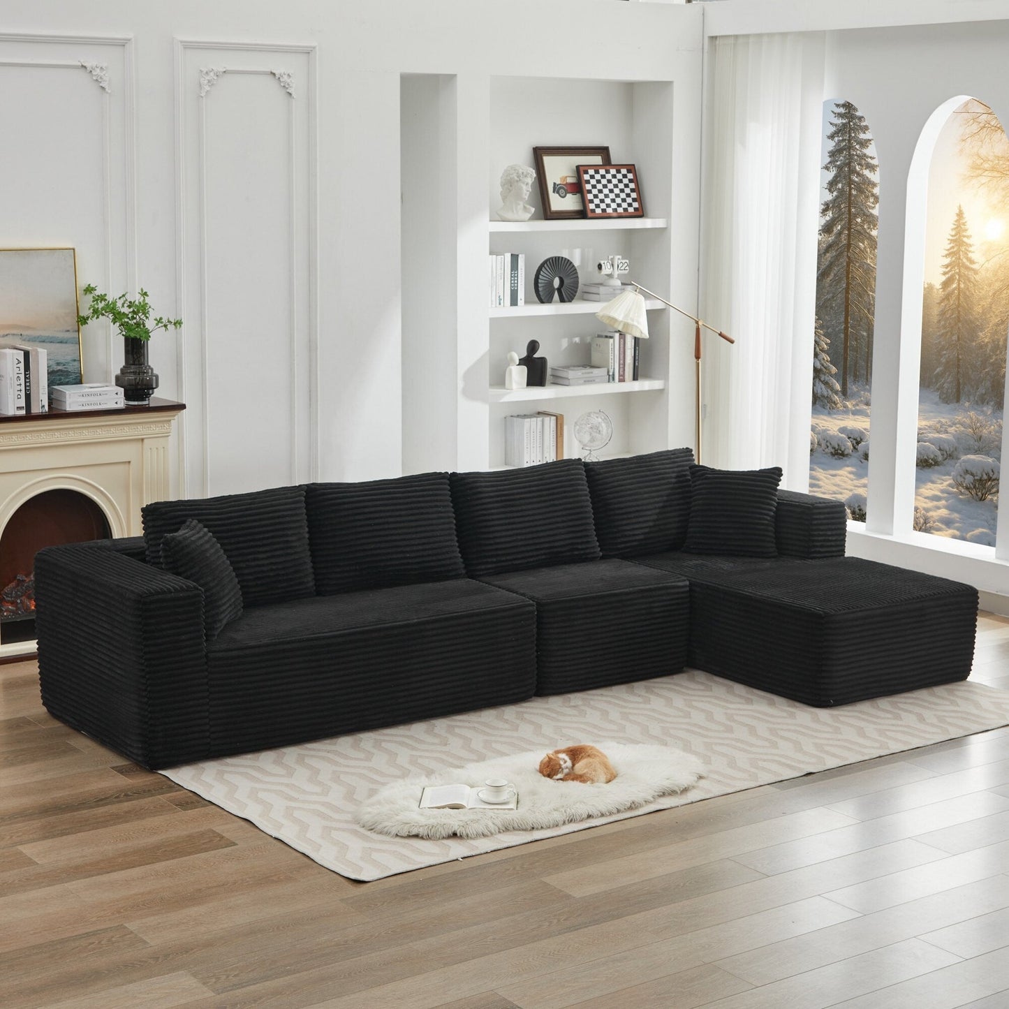 Canapé sectionnel Cloud 106 en forme de L avec méridienne orientée vers la droite, canapé modulaire moderne à assise profonde pour salon, aucun assemblage requis