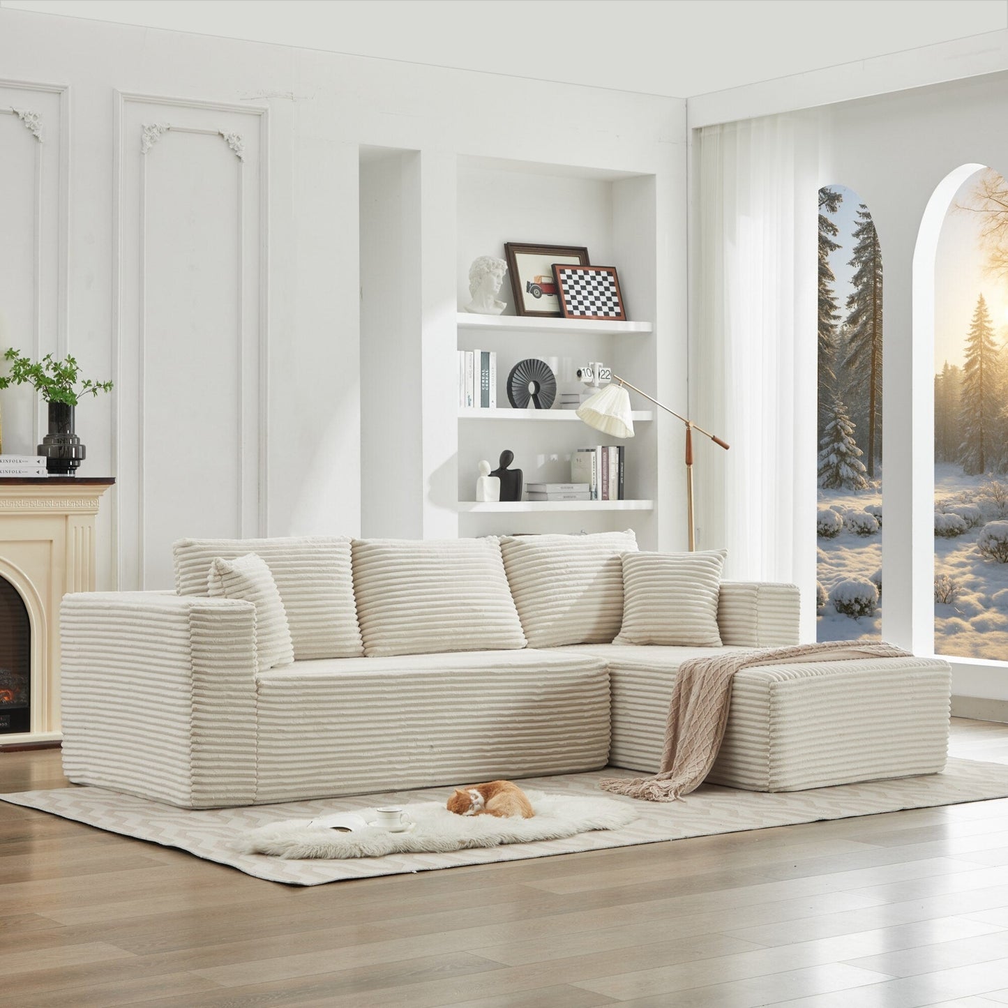 Canapé sectionnel Cloud 106 en forme de L avec méridienne orientée vers la droite, canapé modulaire moderne à assise profonde pour salon, aucun assemblage requis