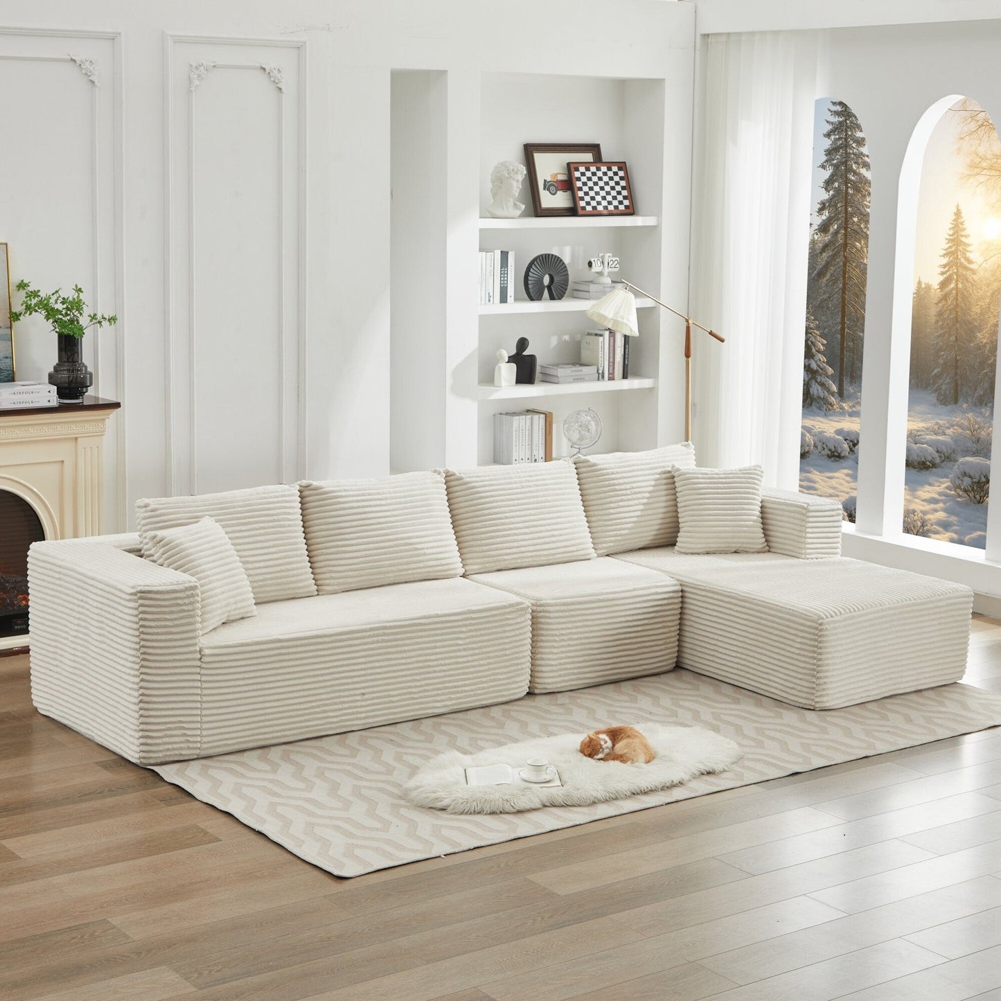 Canapé sectionnel Cloud 106 en forme de L avec méridienne orientée vers la droite, canapé modulaire moderne à assise profonde pour salon, aucun assemblage requis