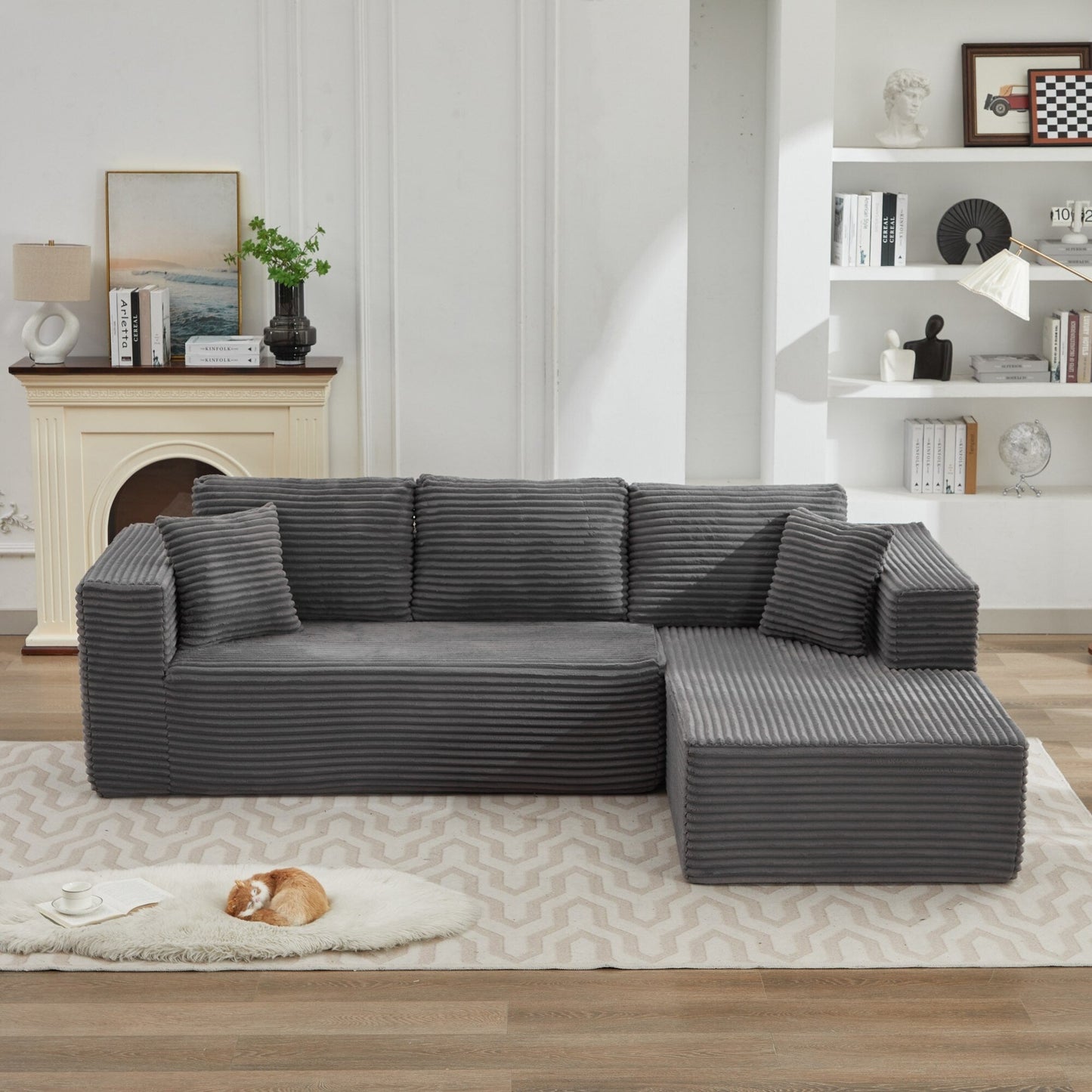 Canapé sectionnel Cloud 106 en forme de L avec méridienne orientée vers la droite, canapé modulaire moderne à assise profonde pour salon, aucun assemblage requis