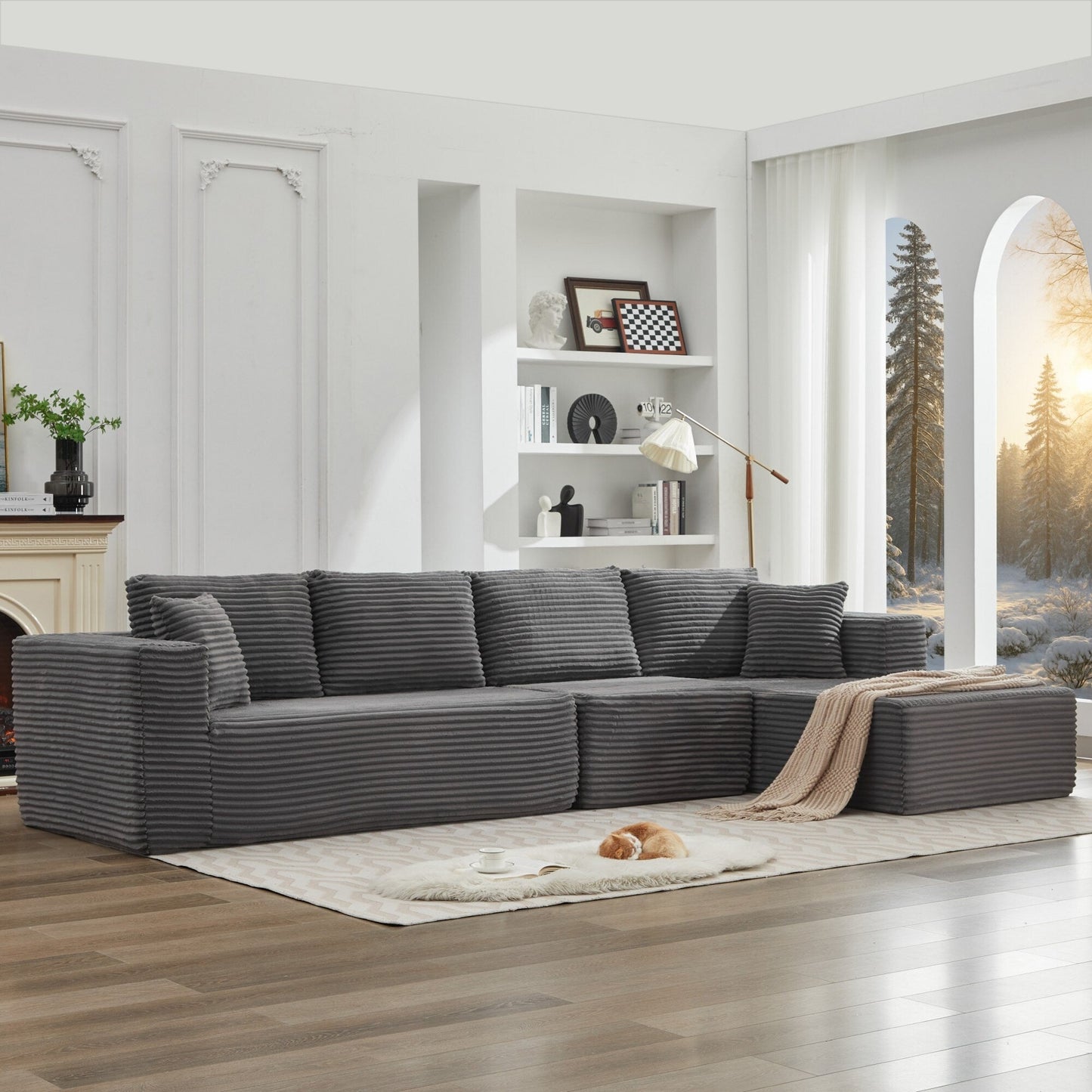Canapé sectionnel Cloud 106 en forme de L avec méridienne orientée vers la droite, canapé modulaire moderne à assise profonde pour salon, aucun assemblage requis