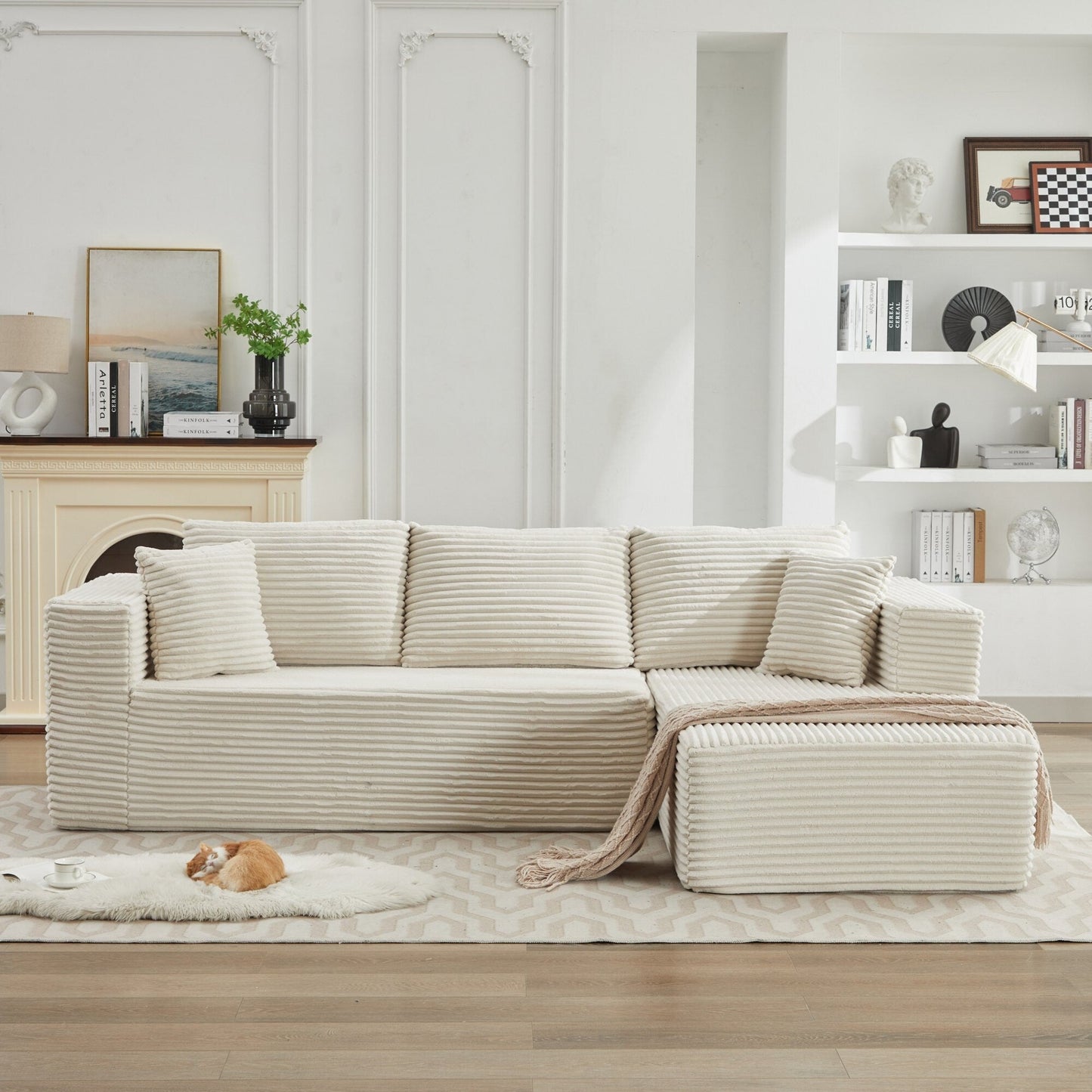 Canapé sectionnel Cloud 106 en forme de L avec méridienne orientée vers la droite, canapé modulaire moderne à assise profonde pour salon, aucun assemblage requis
