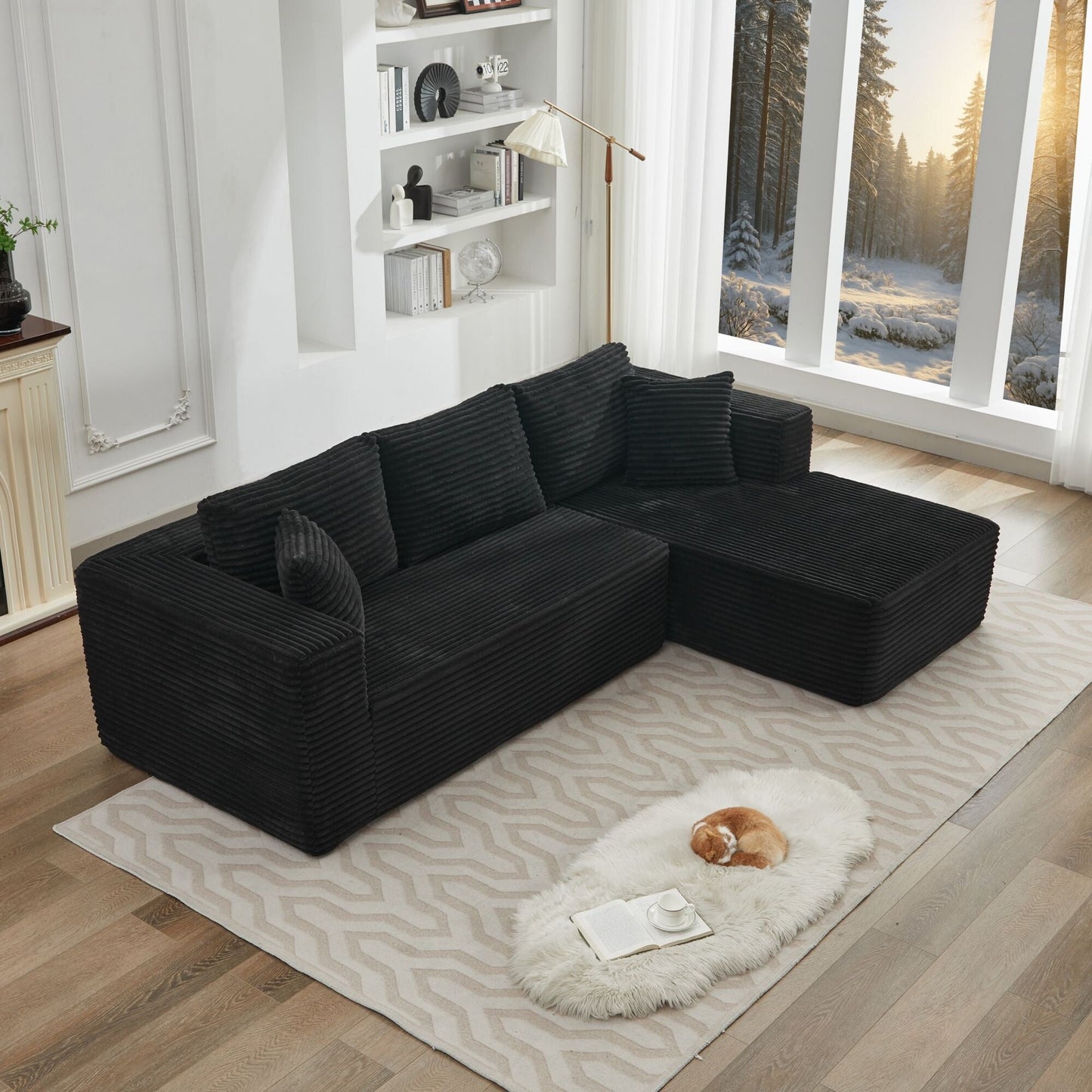 Canapé sectionnel Cloud 106 en forme de L avec méridienne orientée vers la droite, canapé modulaire moderne à assise profonde pour salon, aucun assemblage requis