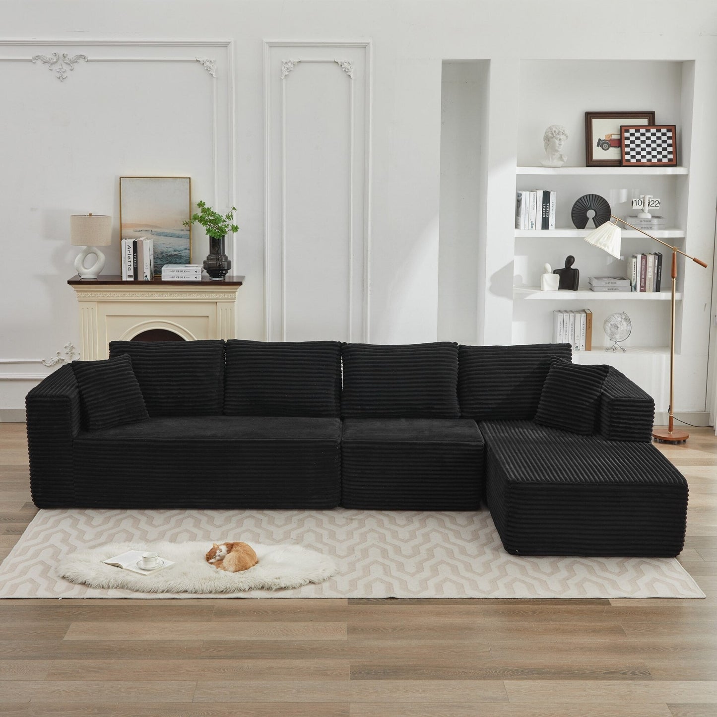 Canapé sectionnel Cloud 106 en forme de L avec méridienne orientée vers la droite, canapé modulaire moderne à assise profonde pour salon, aucun assemblage requis
