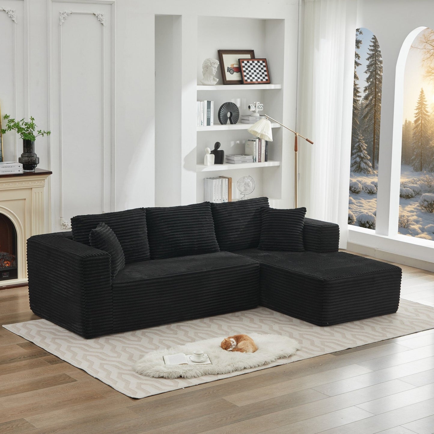 Canapé sectionnel Cloud 106 en forme de L avec méridienne orientée vers la droite, canapé modulaire moderne à assise profonde pour salon, aucun assemblage requis