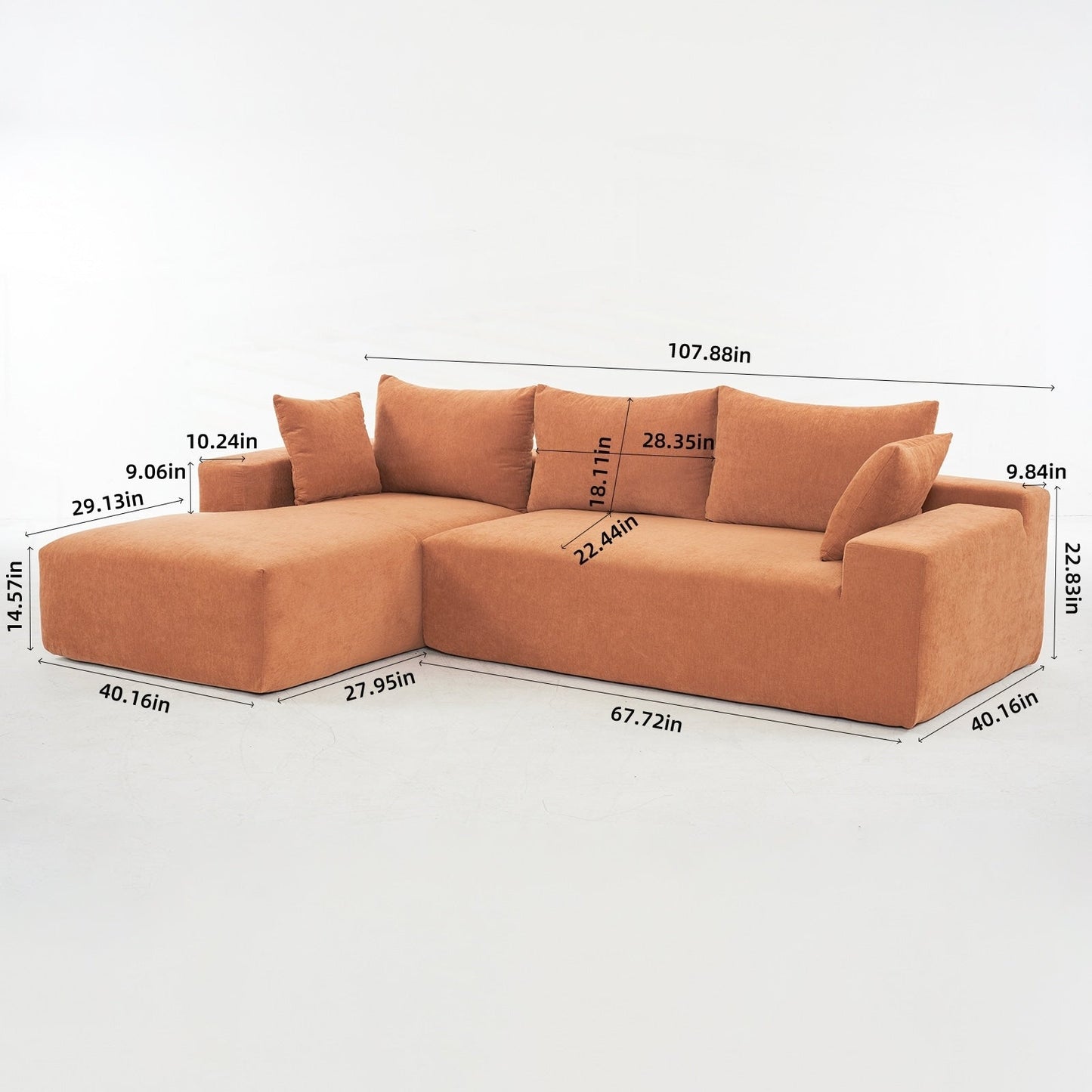 Canapé modulaire extra-profond 108X68 pouces