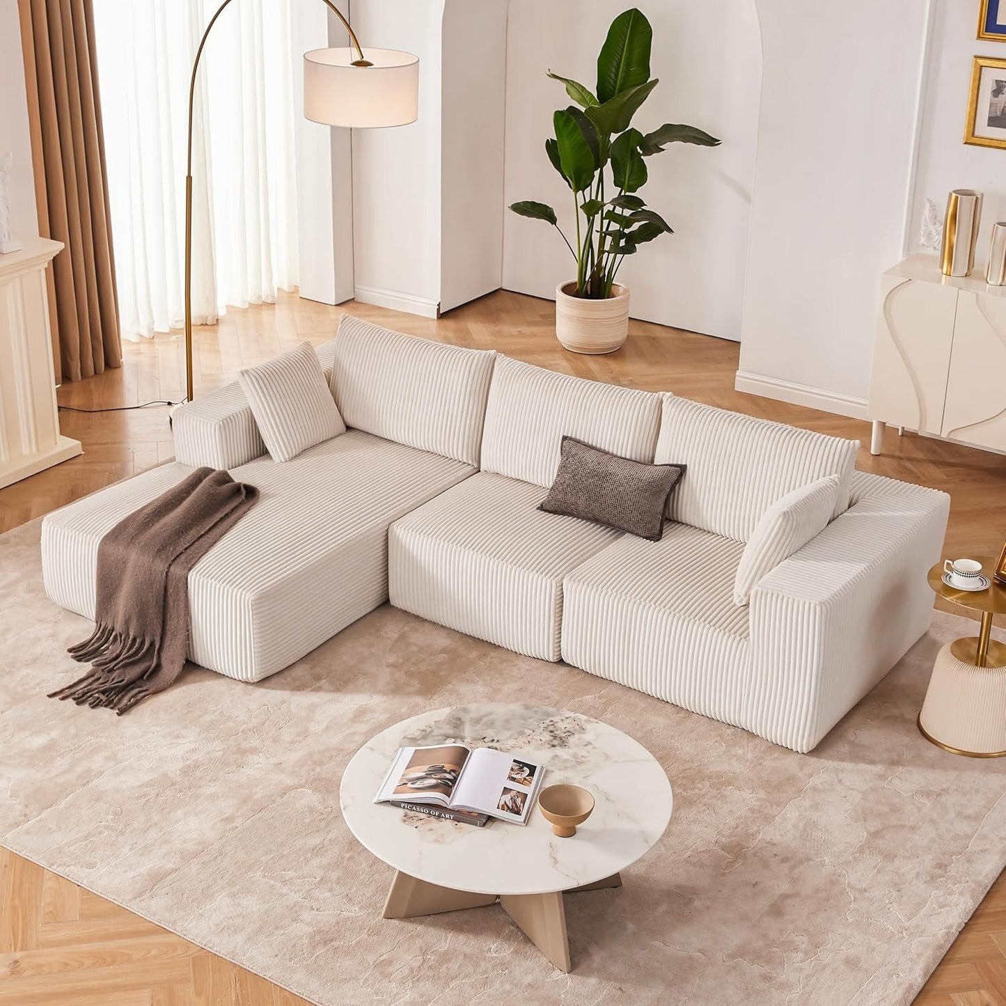 Canapé modulaire Cloud 108 - Canapé en L à assise profonde avec méridienne, canapé de salon et de chambre rembourré