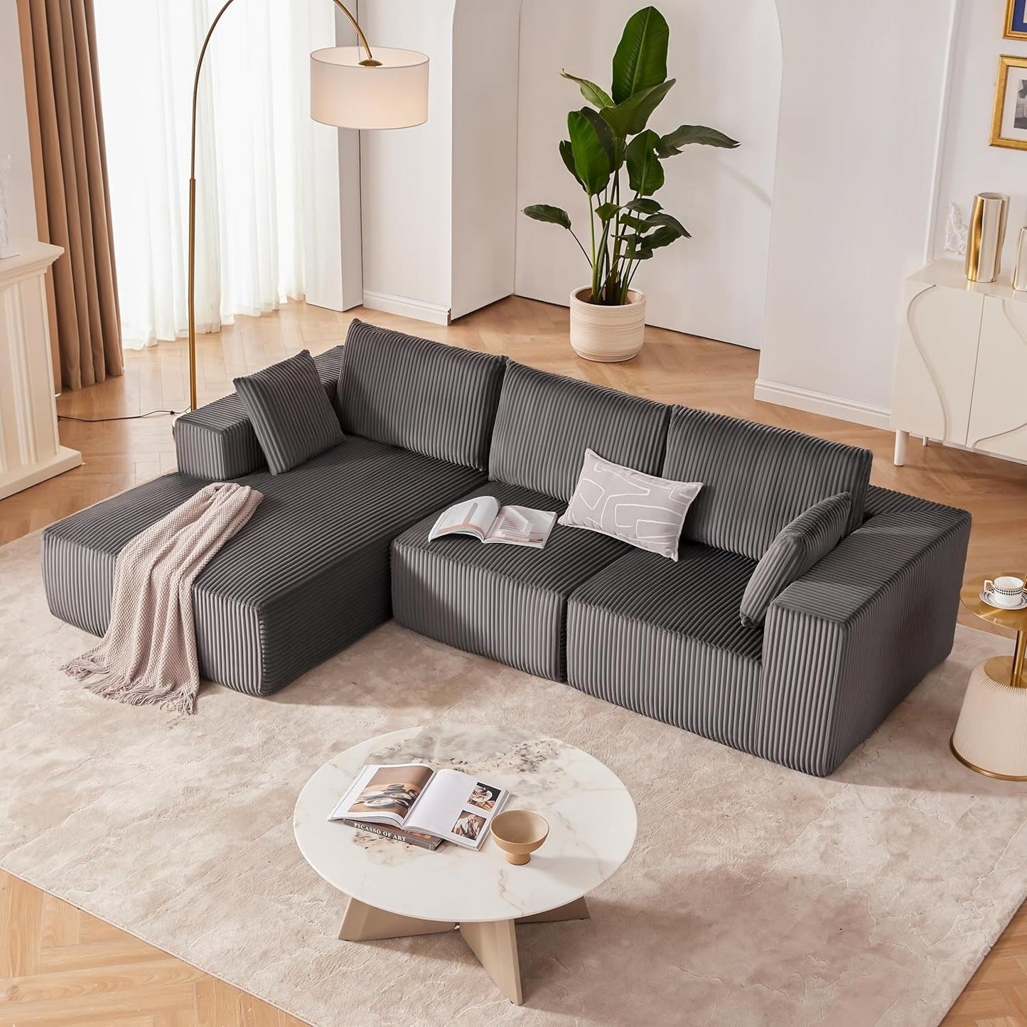 Canapé modulaire Cloud 108 - Canapé en L à assise profonde avec méridienne, canapé de salon et de chambre rembourré