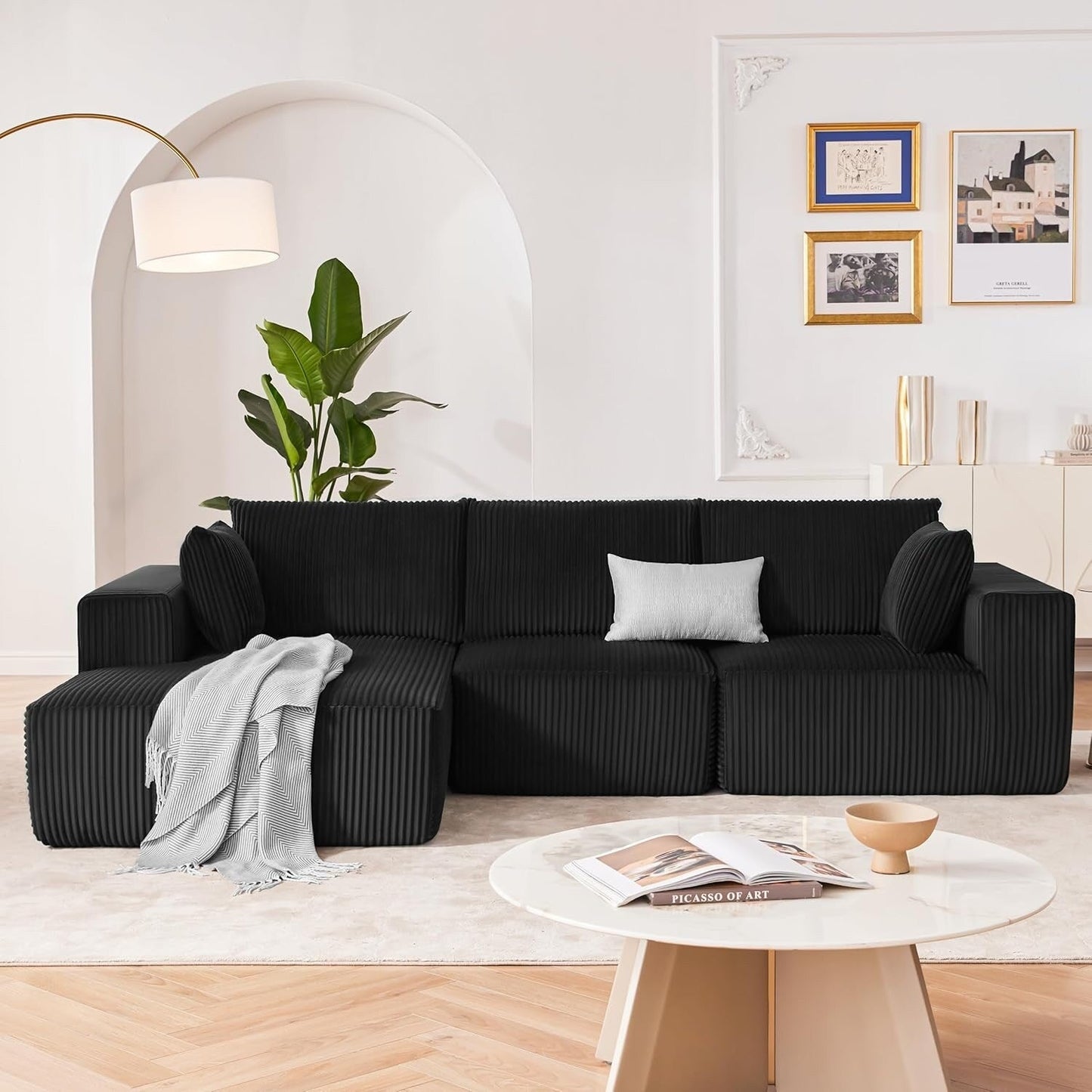 Canapé modulaire Cloud 108 - Canapé en L à assise profonde avec méridienne, canapé de salon et de chambre rembourré