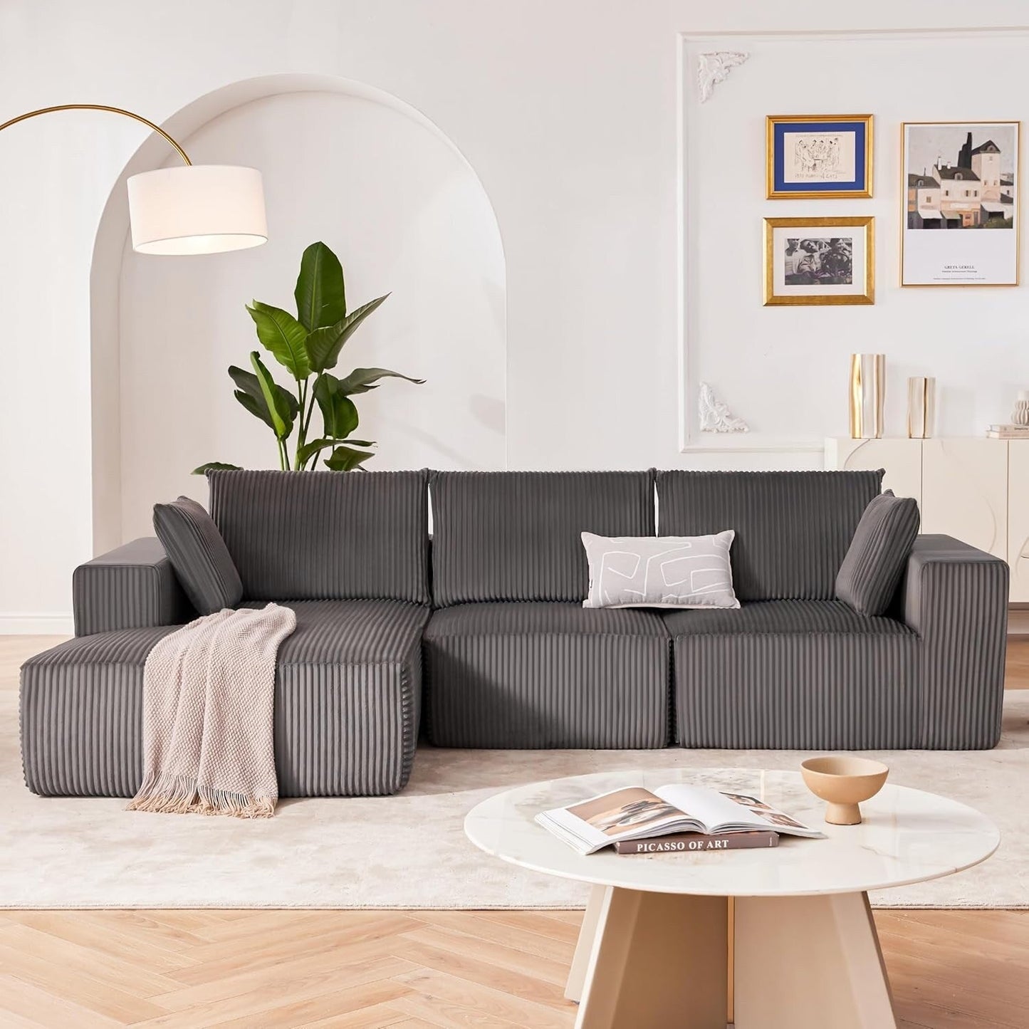 Canapé modulaire Cloud 108 - Canapé en L à assise profonde avec méridienne, canapé de salon et de chambre rembourré