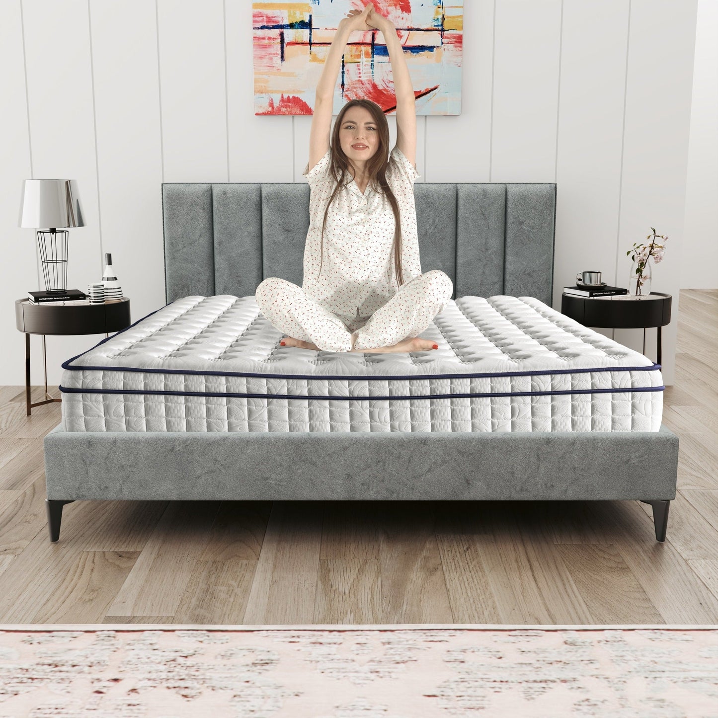 Assembled in USA - 12 Diamond Hybrid Mattress Pocket Coil and Cool Gel Memory Foam