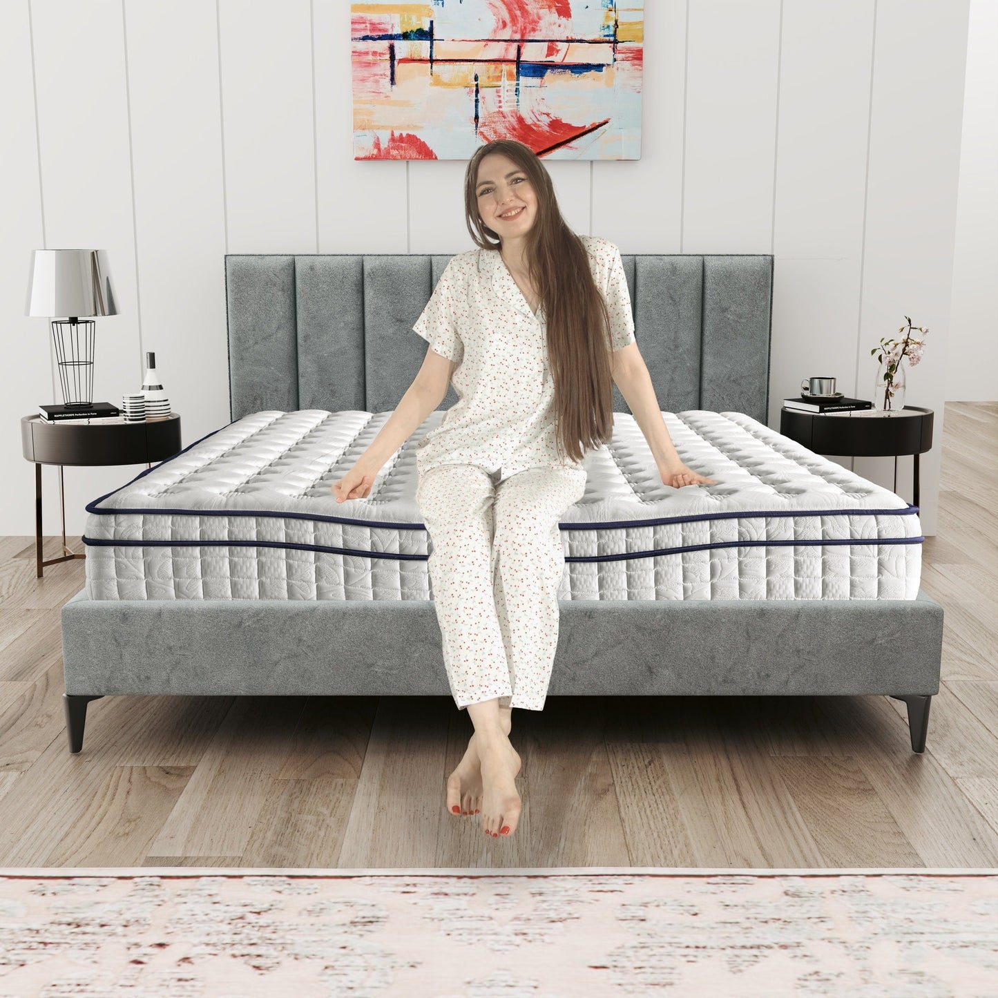 Assembled in USA - 12 Diamond Hybrid Mattress Pocket Coil and Cool Gel Memory Foam