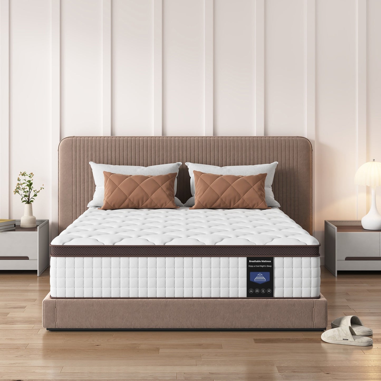 14 Hybrid Mattress - Bamboo Charcoal Gel Memory Foam & 7-Zone Pocket Coil Support, Medium Firm, 100-Night Trial