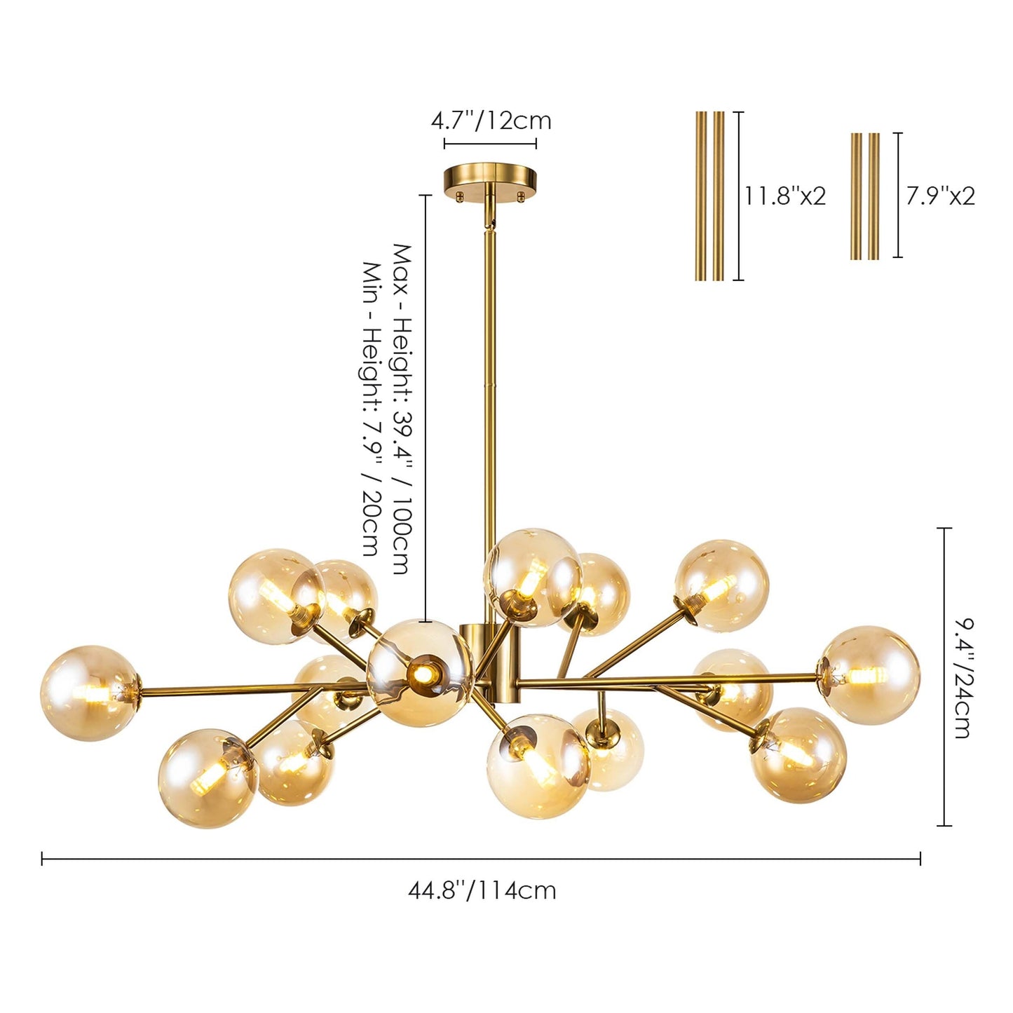 Modern Large Bubble Sputnik Chandelier in Black or Gold for Dining Room