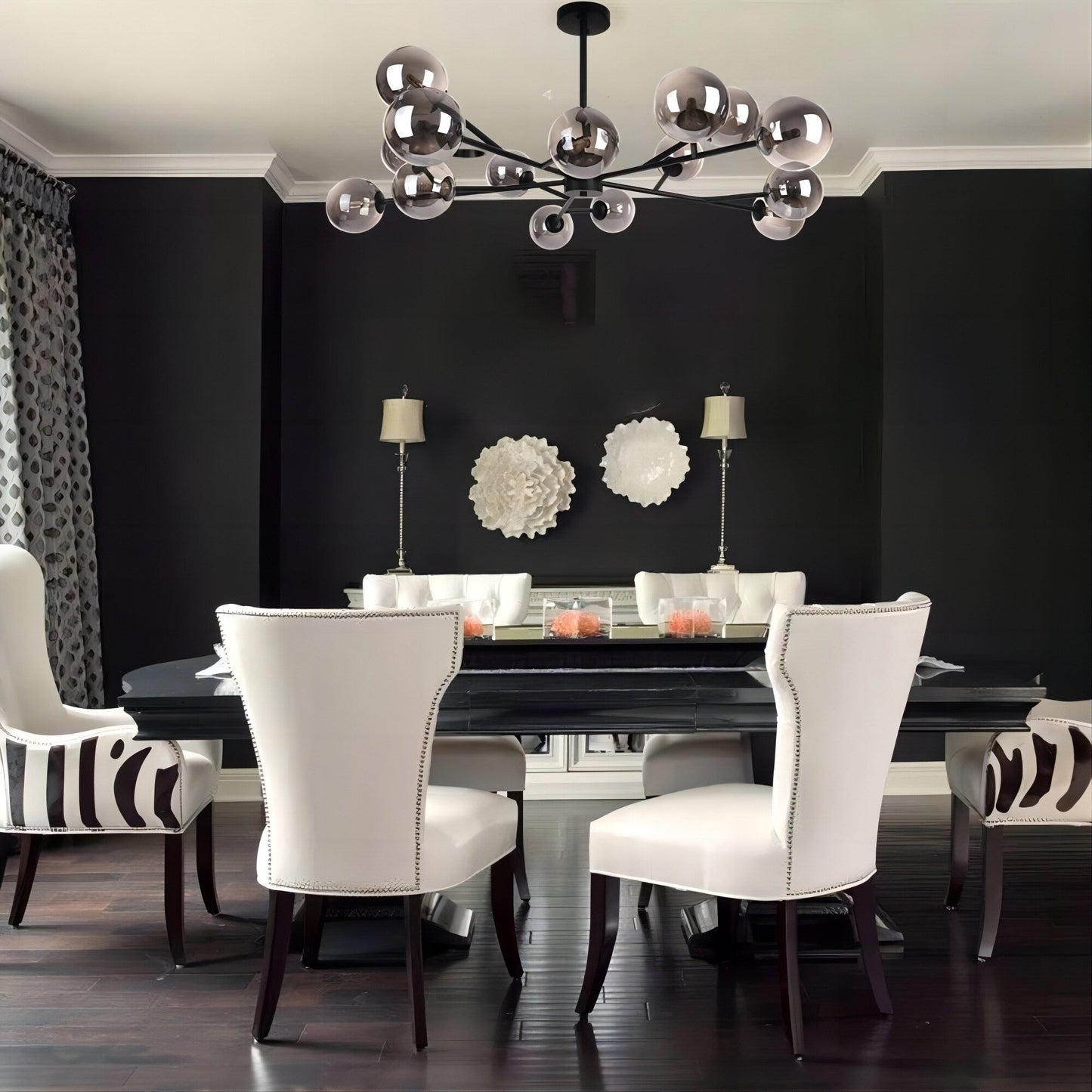 Modern Large Bubble Sputnik Chandelier in Black or Gold for Dining Room