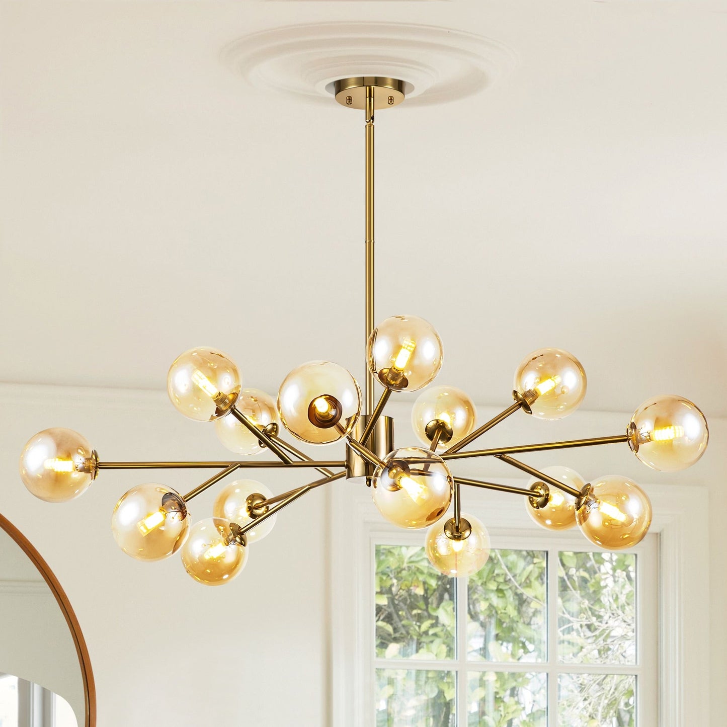Modern Large Bubble Sputnik Chandelier in Black or Gold for Dining Room