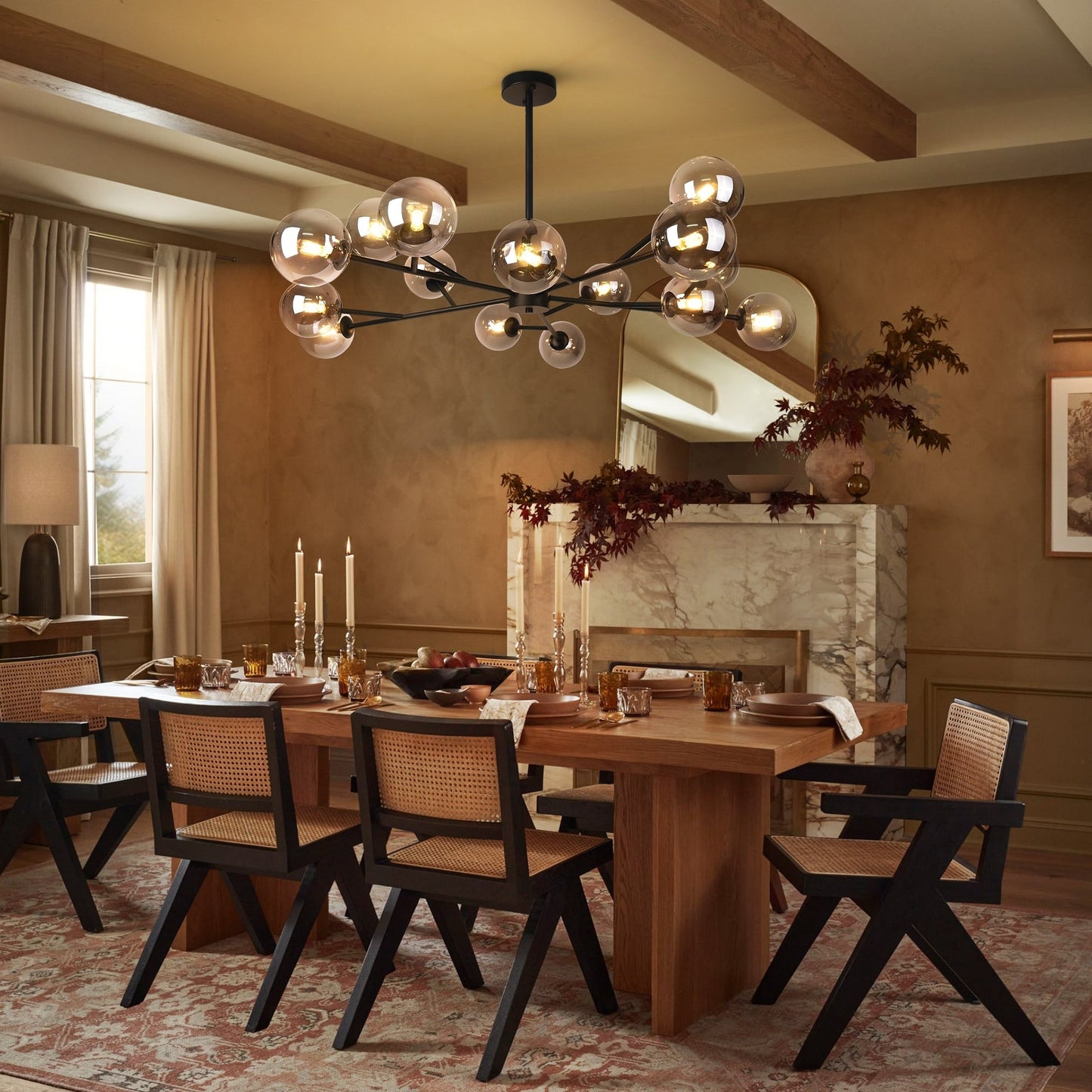 Modern Large Bubble Sputnik Chandelier in Black or Gold for Dining Room