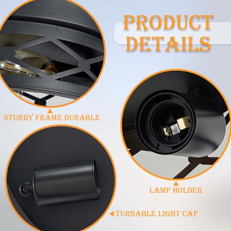 2-Light Black Farmhouse Flush Mount Ceiling Light-2 Pack
