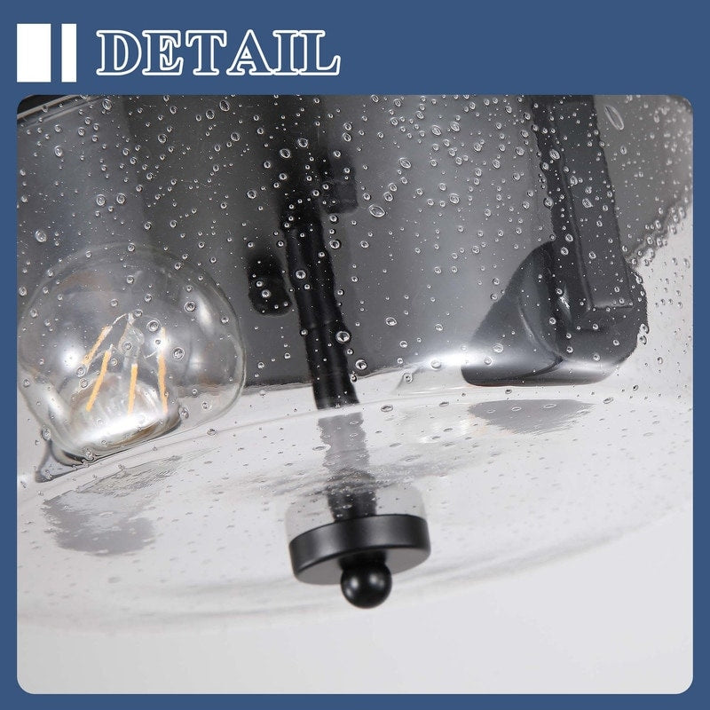 2-Light Black Farmhouse Flush Mount Ceiling Light-2 Pack