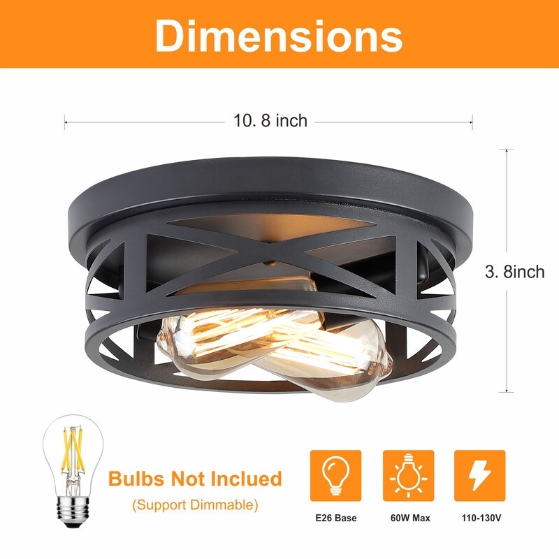 2 Light Farmhouse Flush Mount Ceiling Light-2 Pack