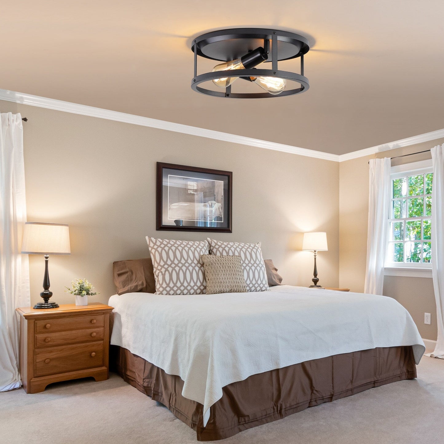 2 Light Farmhouse Flush Mount Ceiling Light-2 Pack