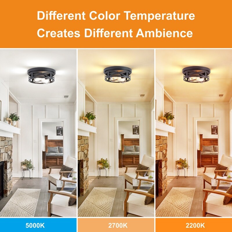 2 Light Farmhouse Flush Mount Ceiling Light-2 Pack