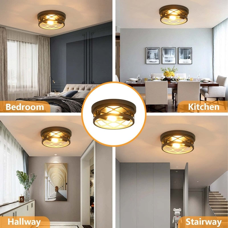 2 Light Farmhouse Flush Mount Ceiling Light-2 Pack