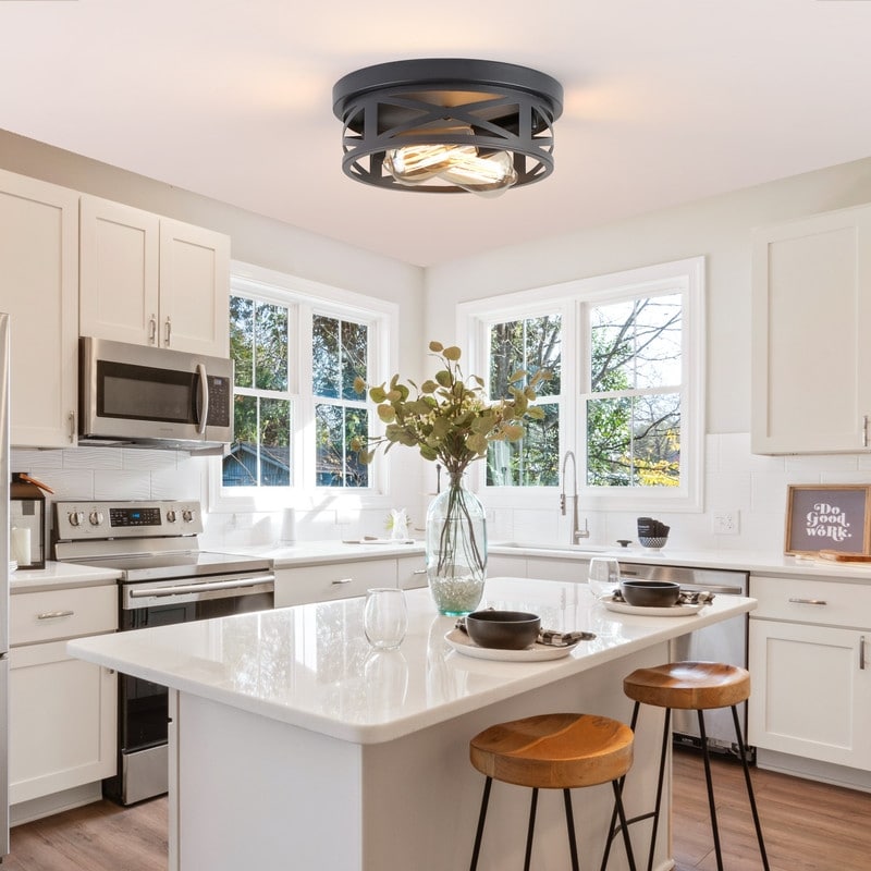 2 Light Farmhouse Flush Mount Ceiling Light-2 Pack