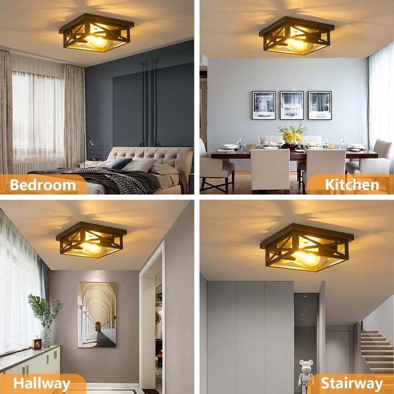 2 Light Farmhouse Flush Mount Ceiling Light-2 Pack
