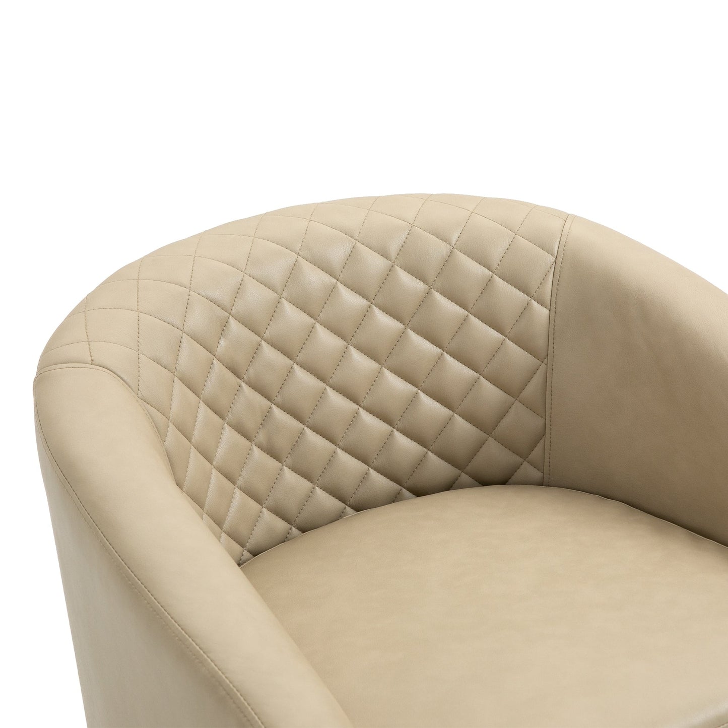 2 Set 29 W Vegan Leather Barrel Accent Chairs with Nailheads Trim