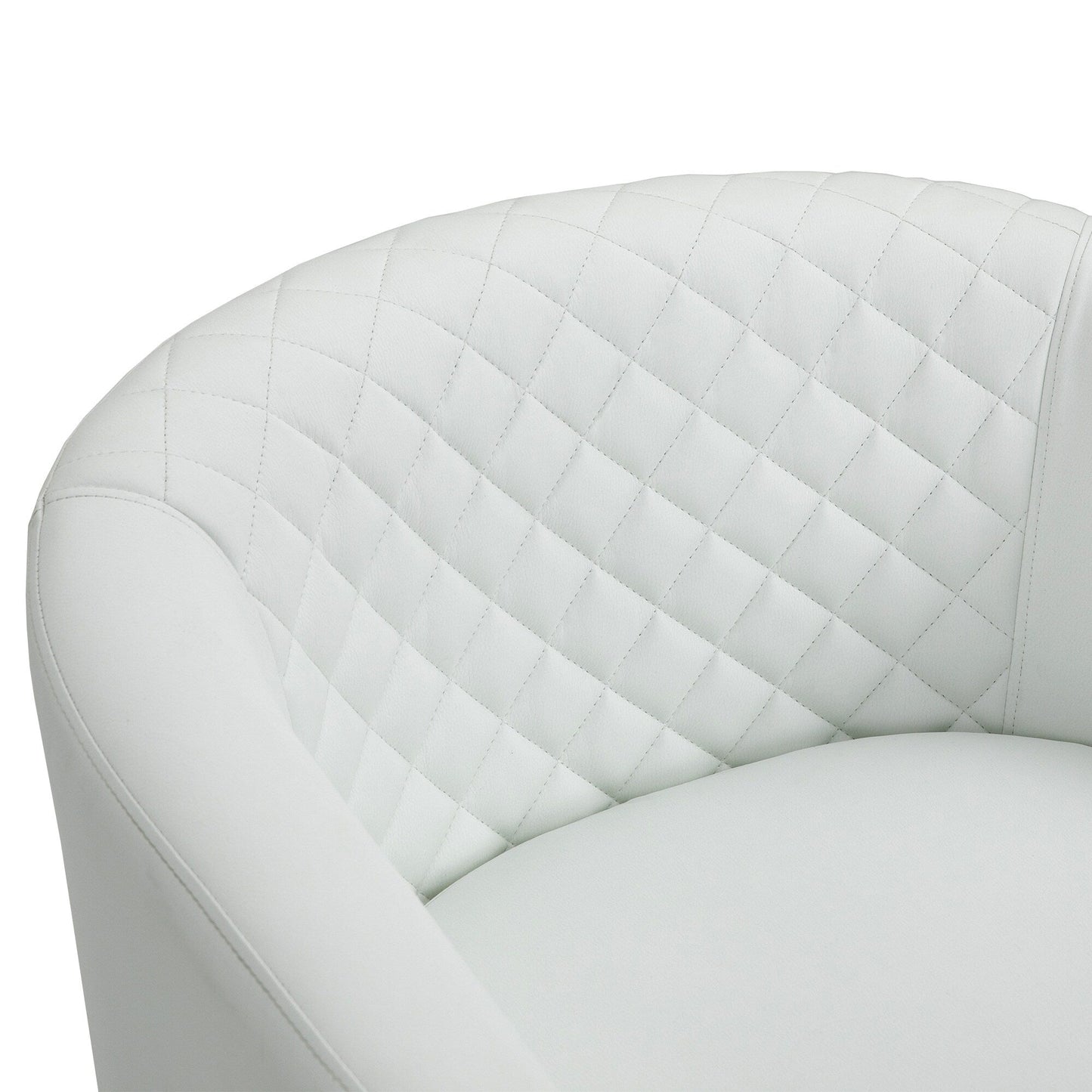 2 Set 29 W Vegan Leather Barrel Accent Chairs with Nailheads Trim