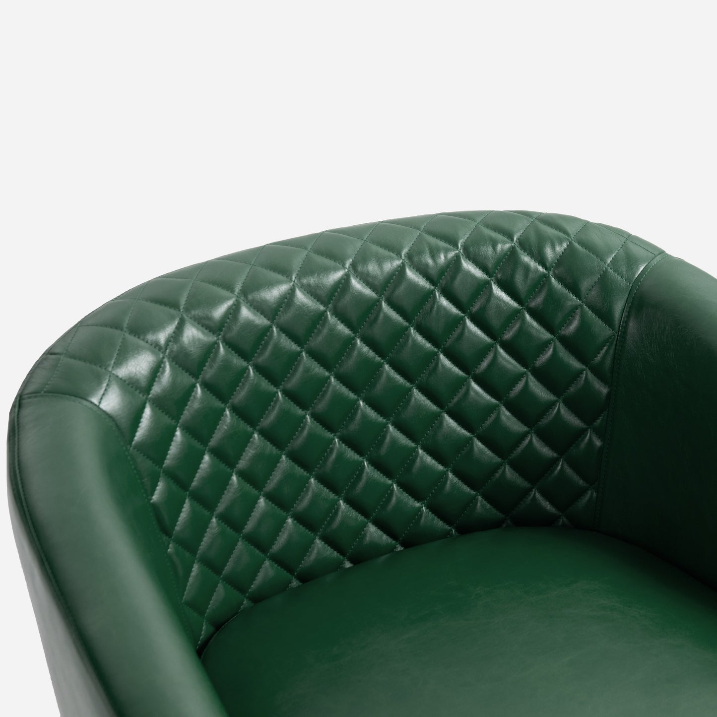 2 Set 29 W Vegan Leather Barrel Accent Chairs with Nailheads Trim