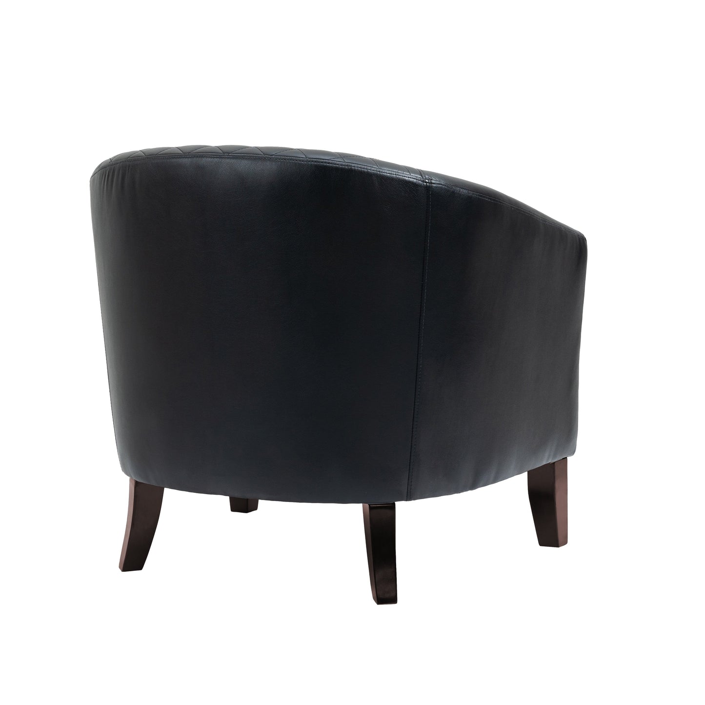 2 Set 29 W Vegan Leather Barrel Accent Chairs with Nailheads Trim
